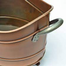 Ayaklı Odun Kovası Bakır Büyük Boy Bakır