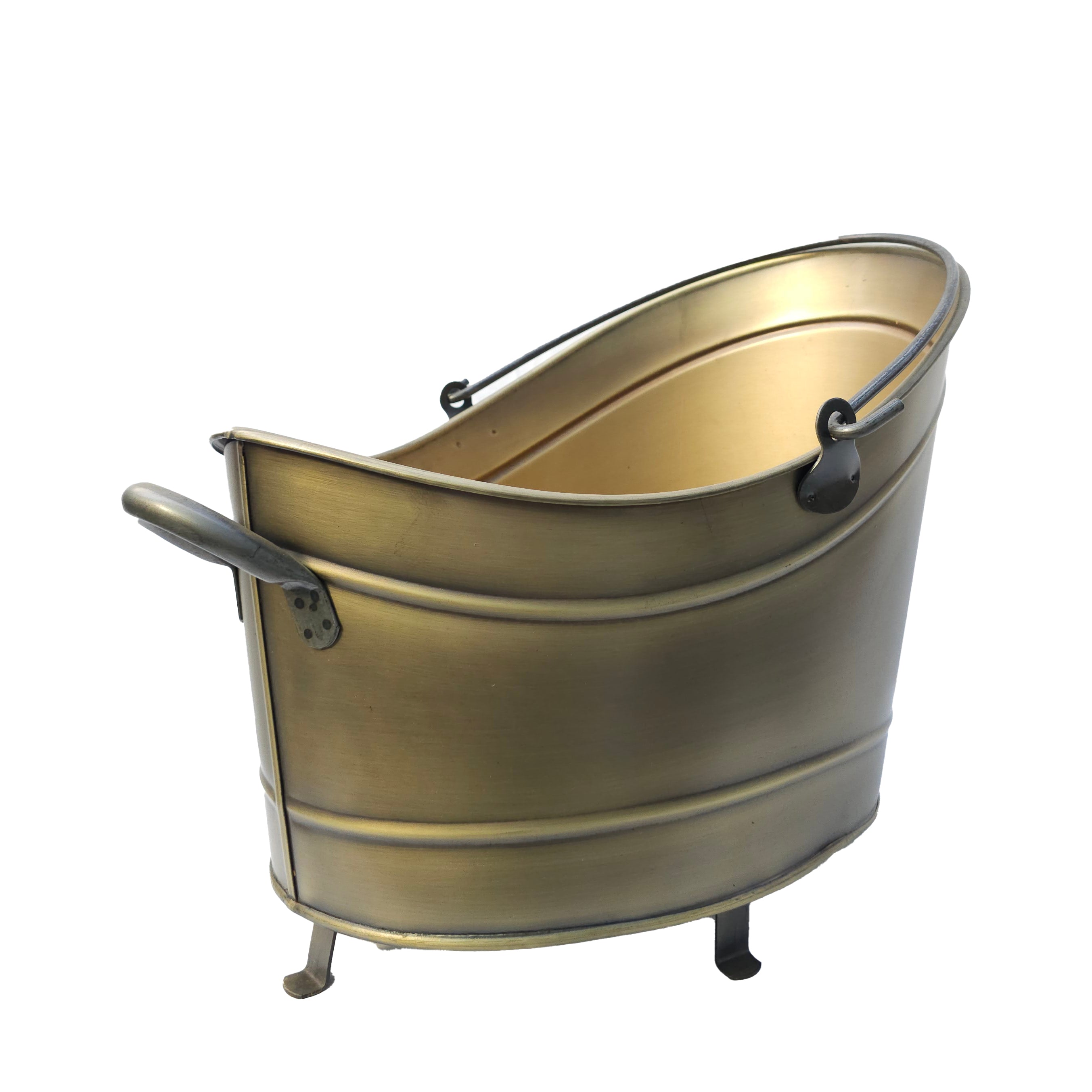 Ayaklı Odun Kovası Gold Kaplama Küçük Boy