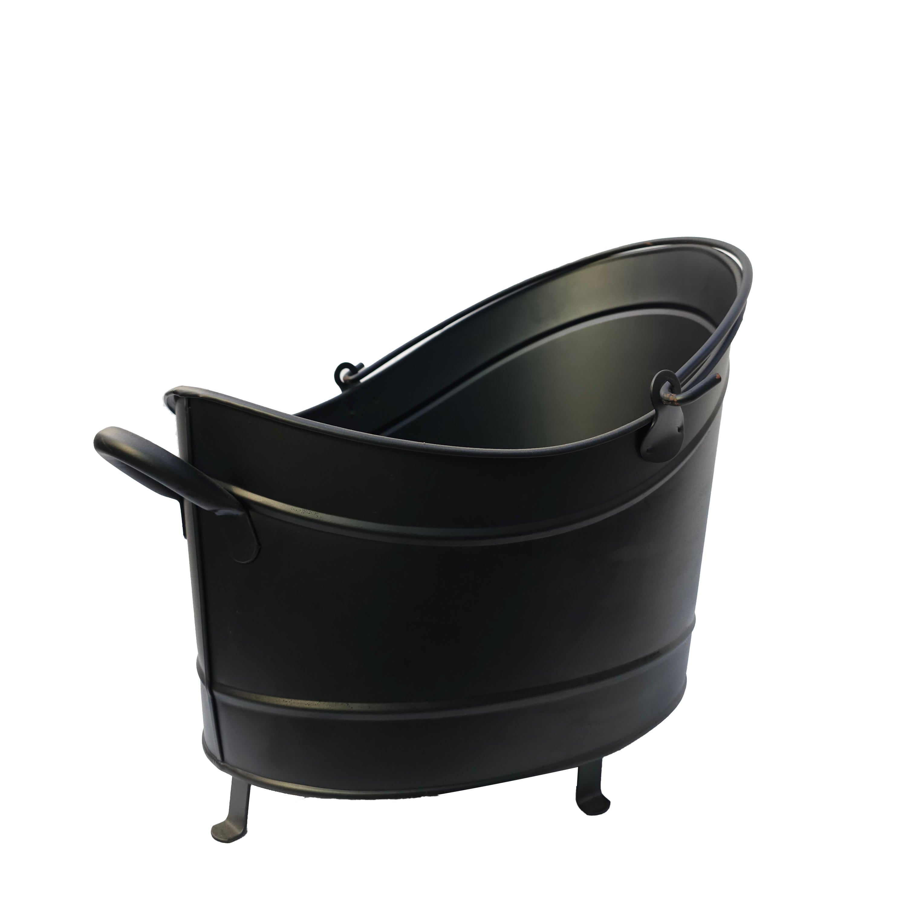 Ayaklı Odun Kovası Siyah Büyük Boy
