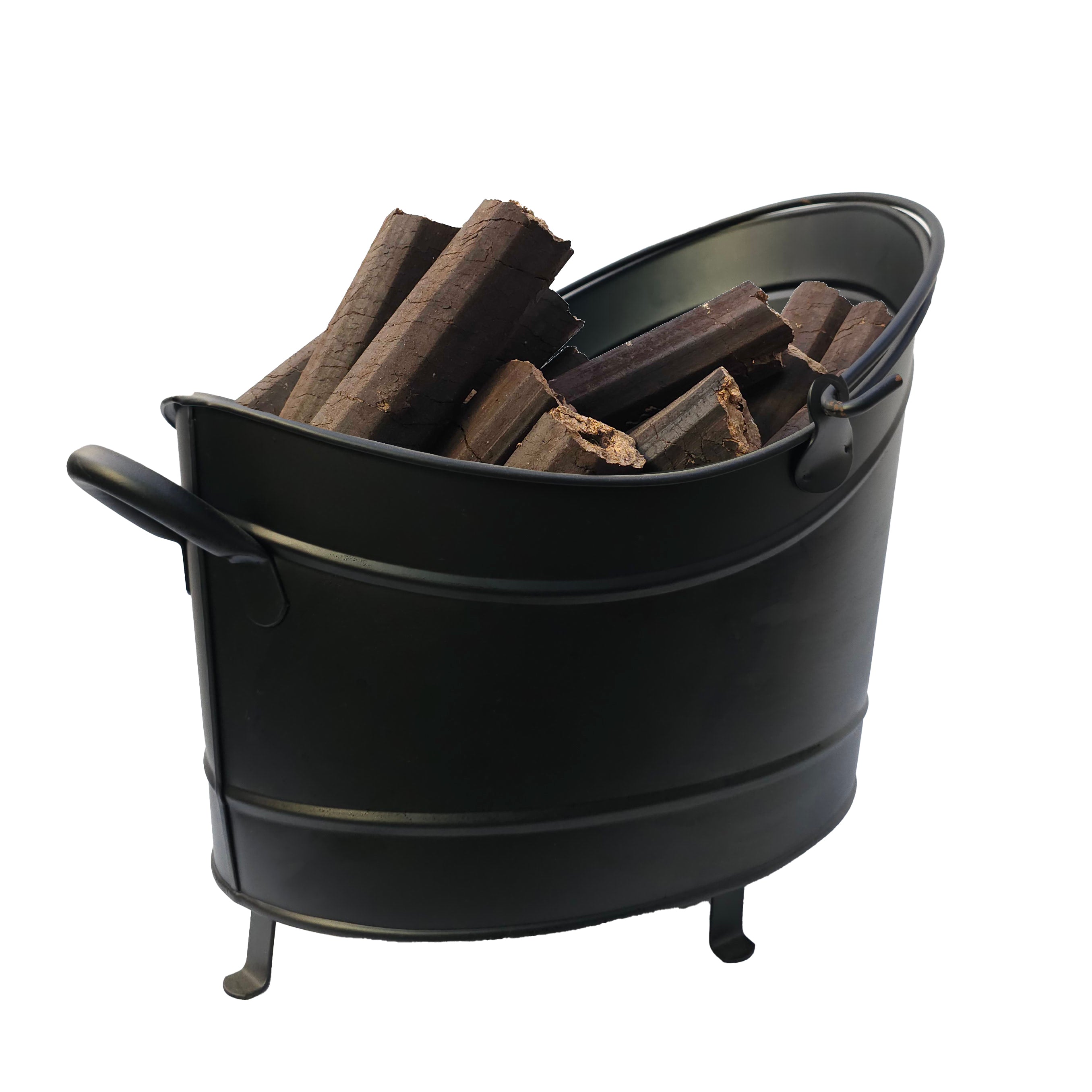 Ayaklı Odun Kovası Siyah Büyük Boy
