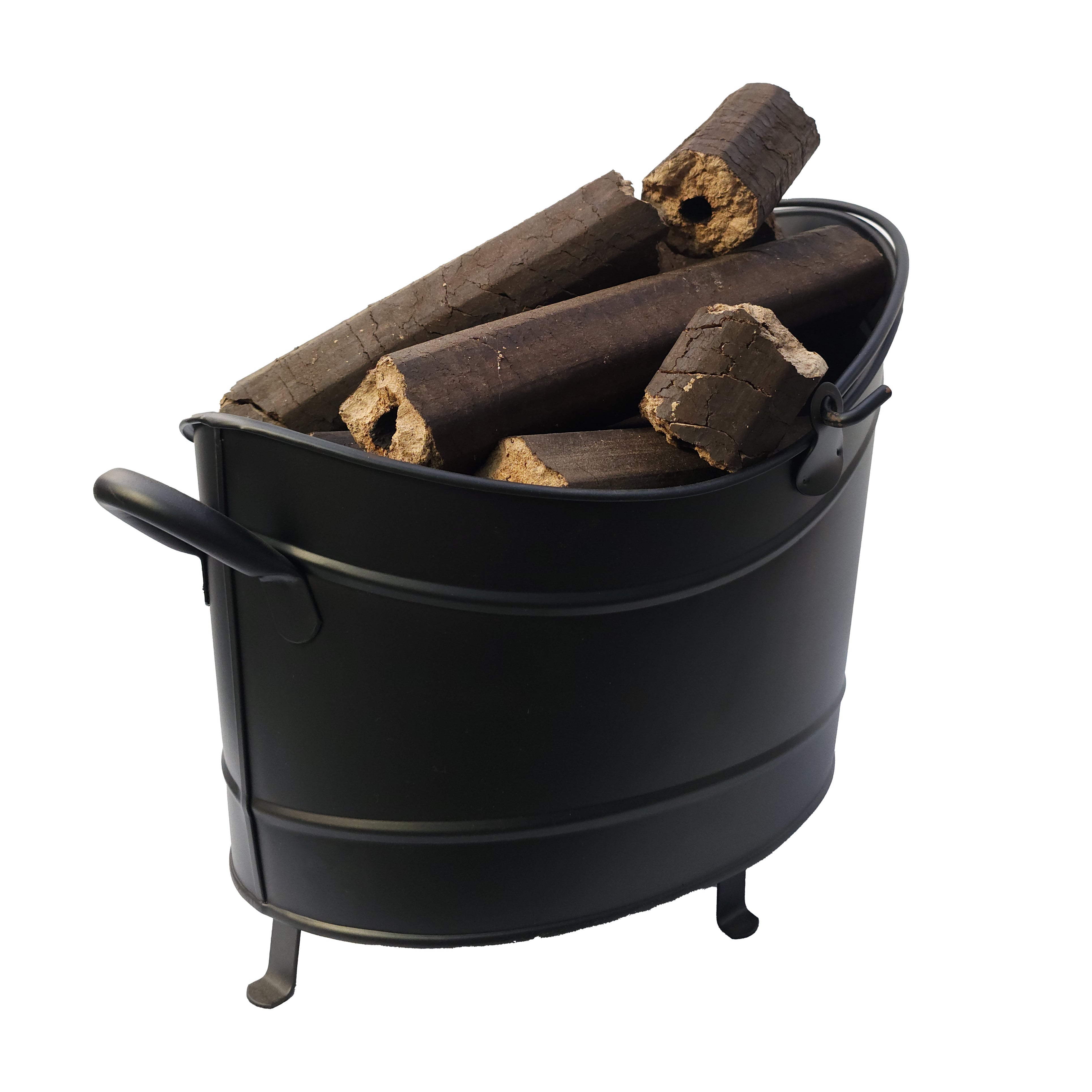 Ayaklı Odun Kovası Siyah Büyük Boy