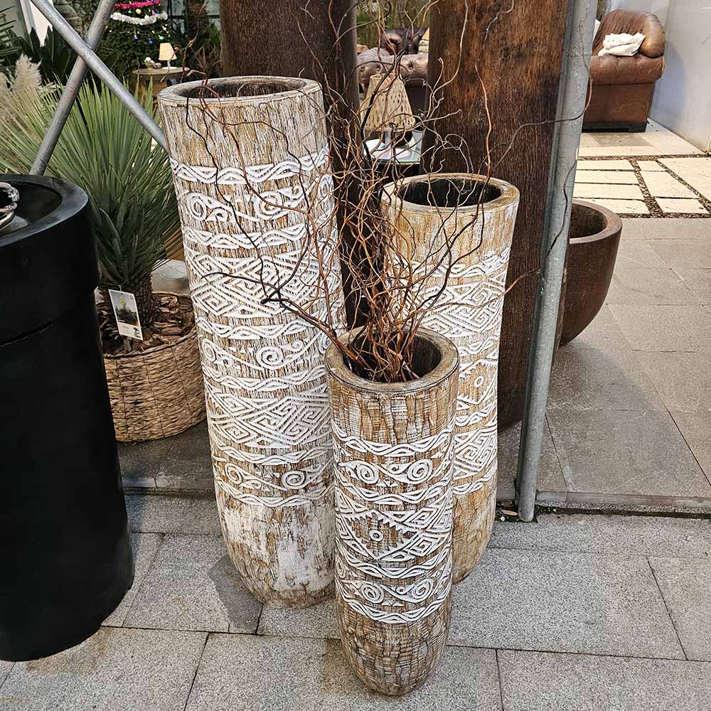 Bali Motifli Palmiye Saksısı XL