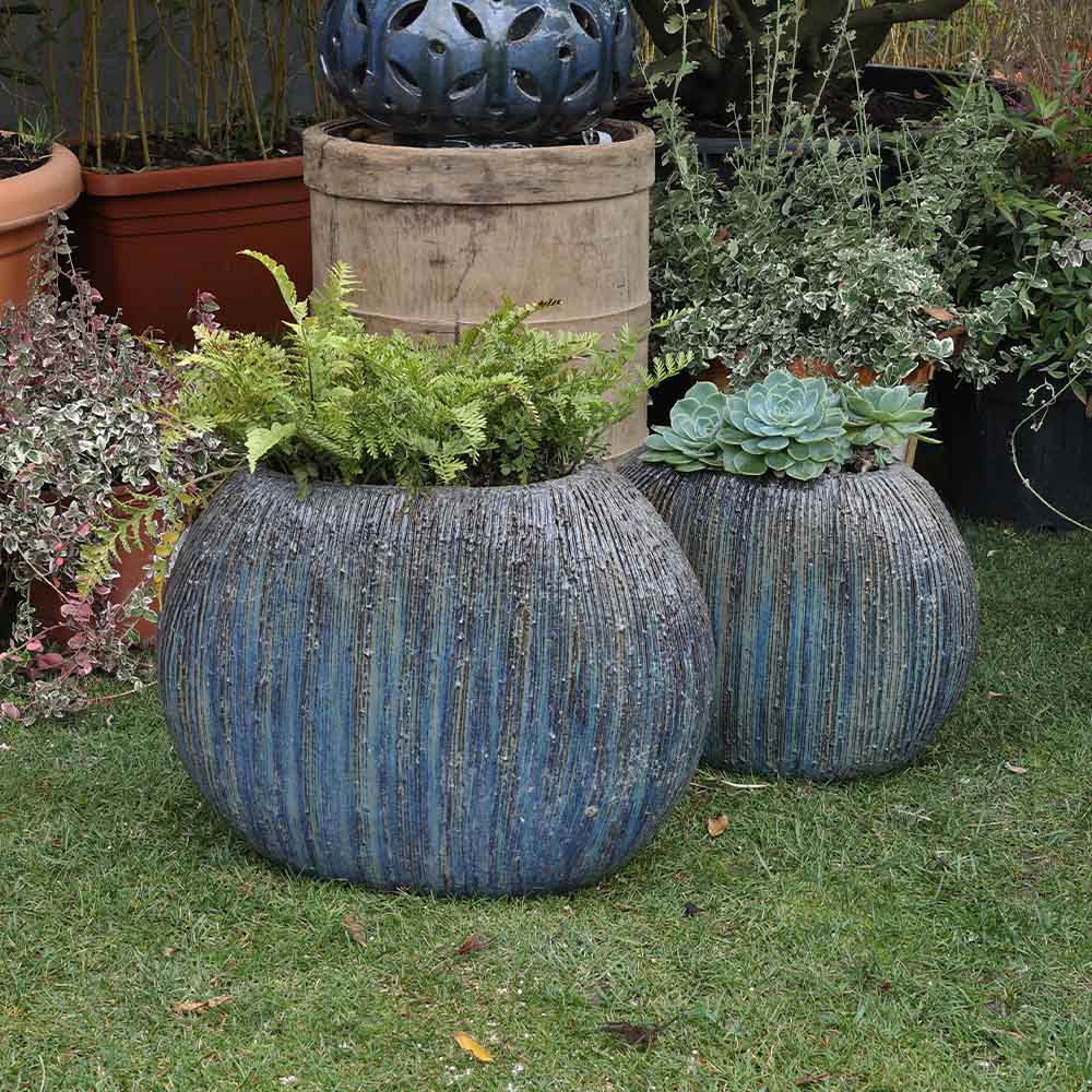 Bella Orta Boy Seramik Saksı Mavi