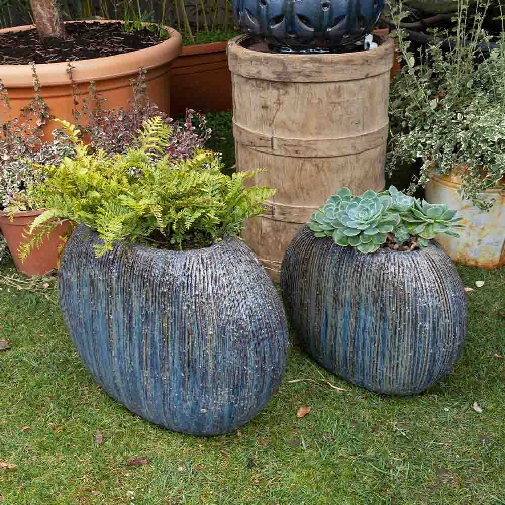 Bella Orta Boy Seramik Saksı Mavi