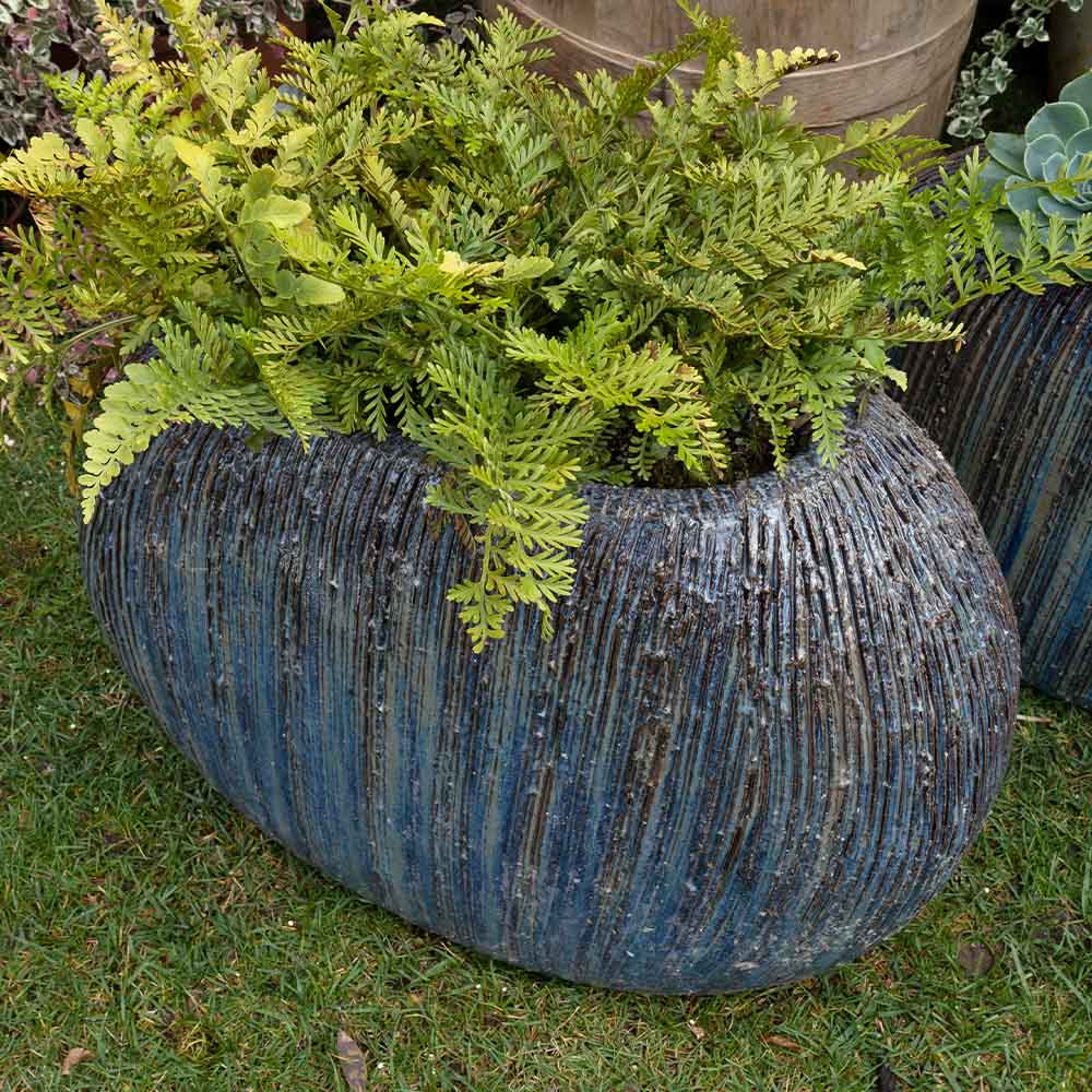 Bella Orta Boy Seramik Saksı Mavi