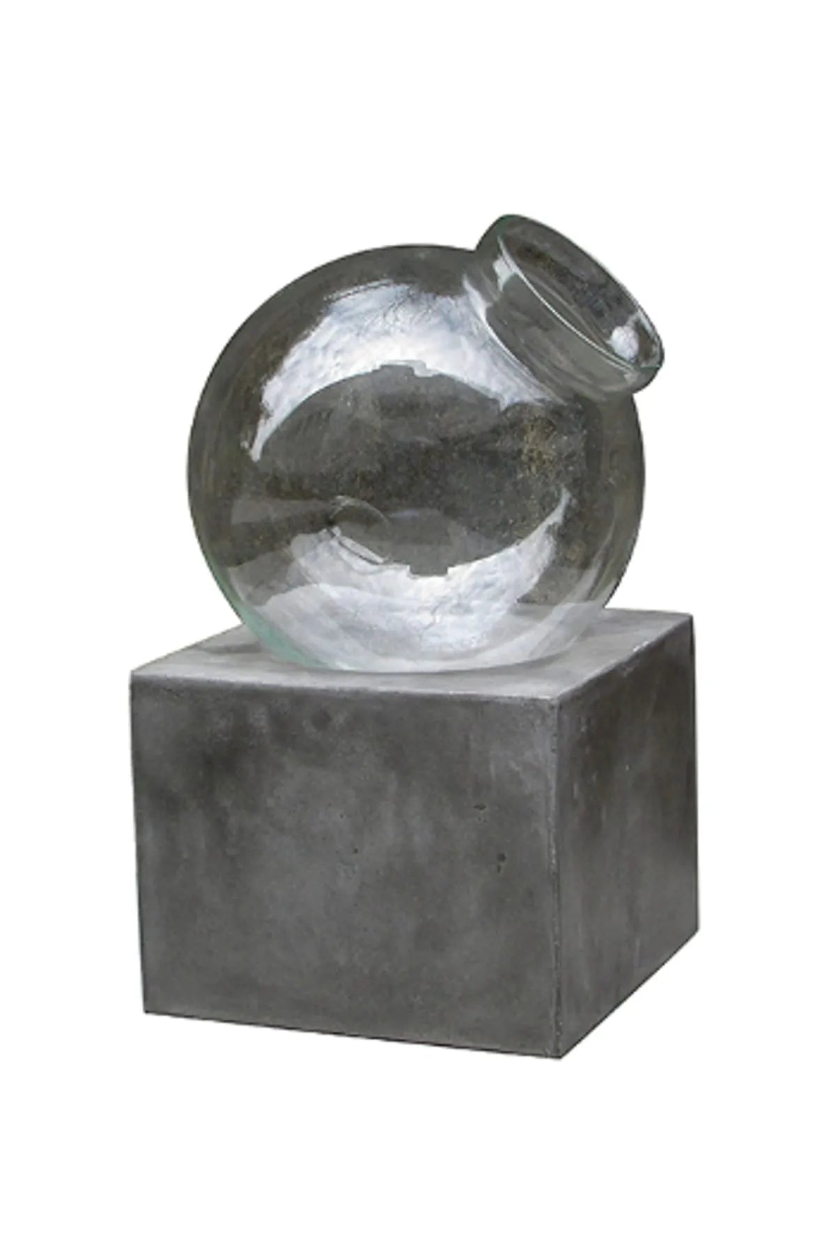 Beton Kare Altlıklı Cam Fanus