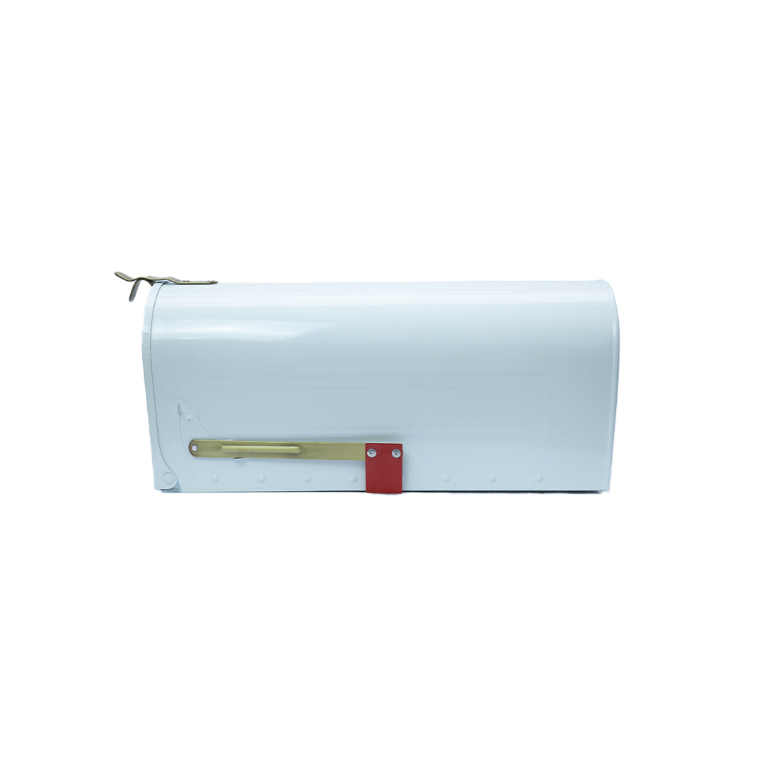 Dekoratif Beyaz Boyalı Bayraklı Posta Kutusu