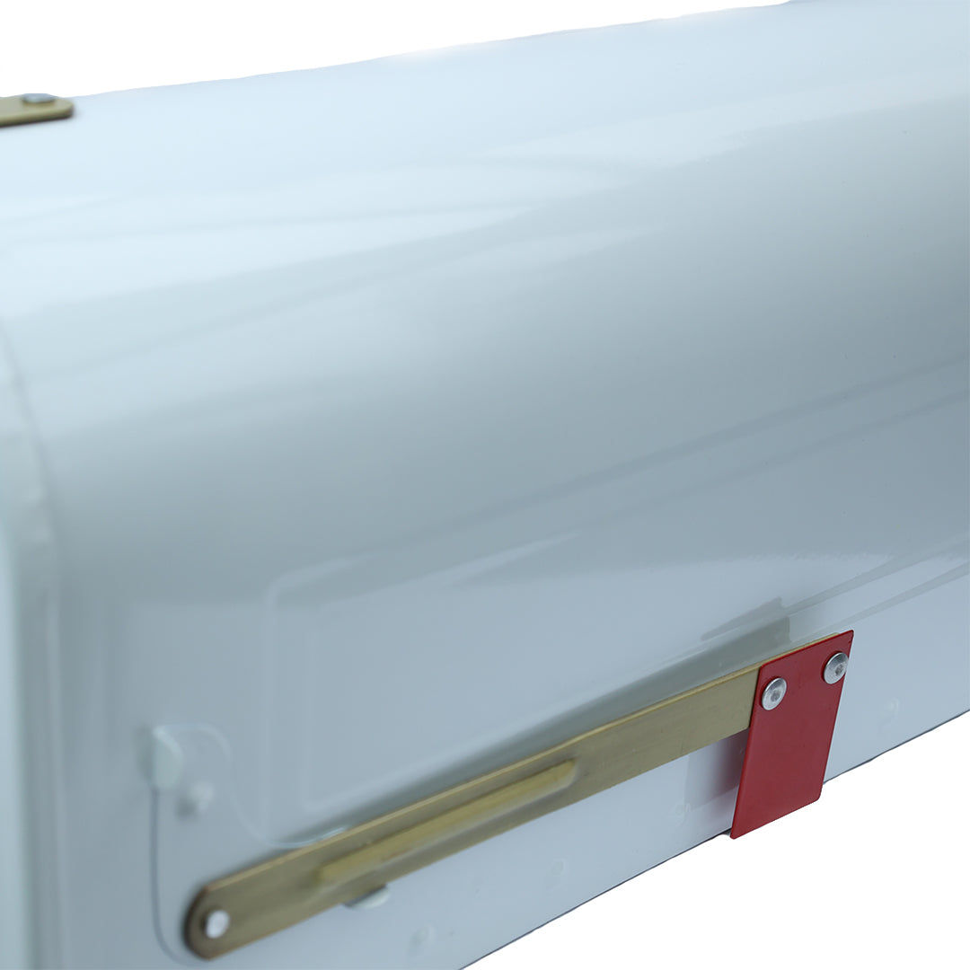 Dekoratif Beyaz Boyalı Bayraklı Posta Kutusu