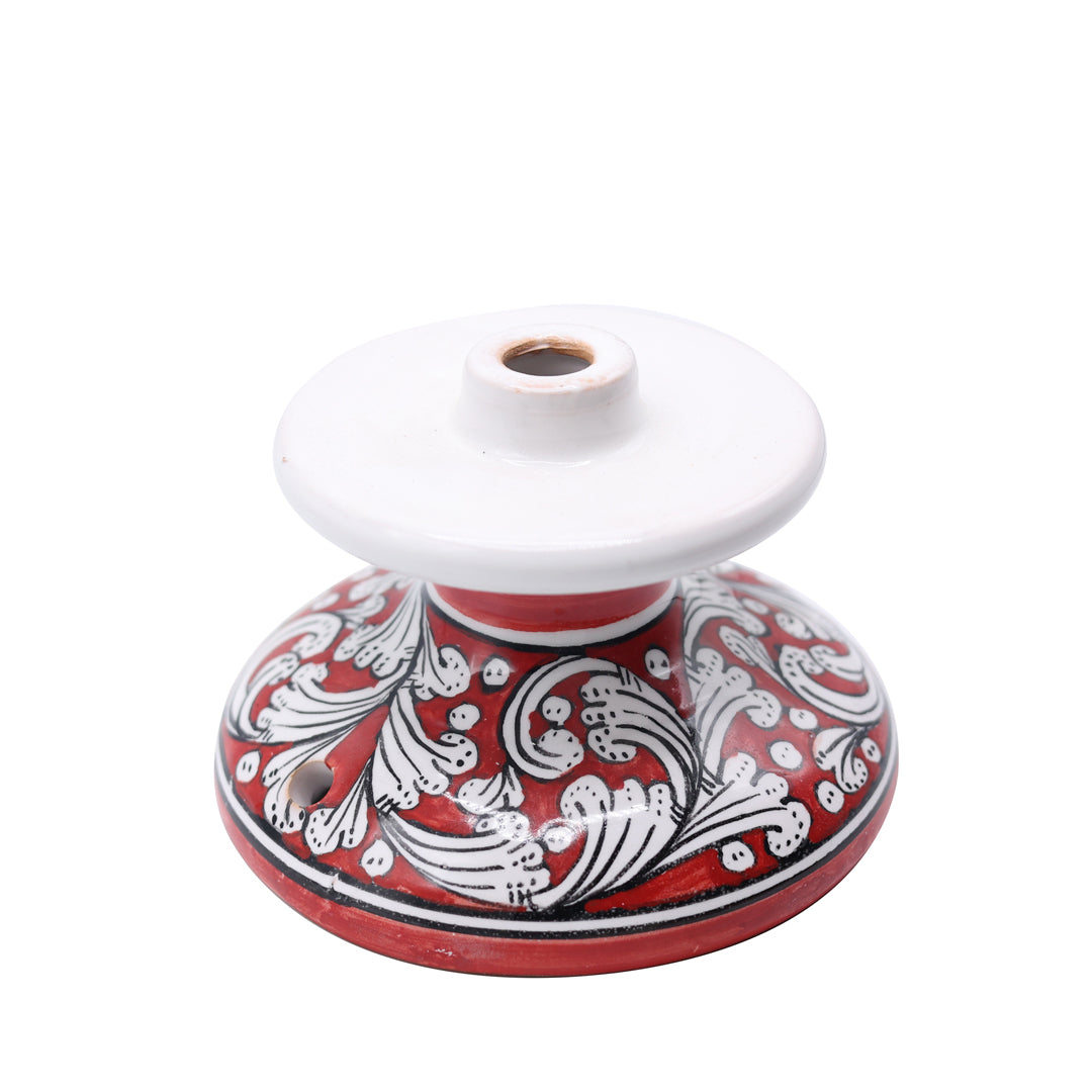 Dekoratif Kozalak Kırmızı İşlemeli 30 cm Beyaz