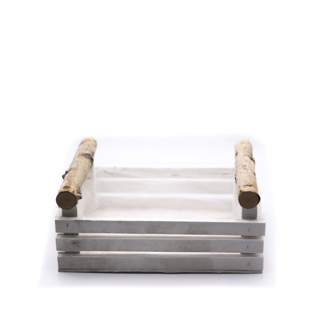 Dikdörtgen İkili Ahşap Beyaz Kasa