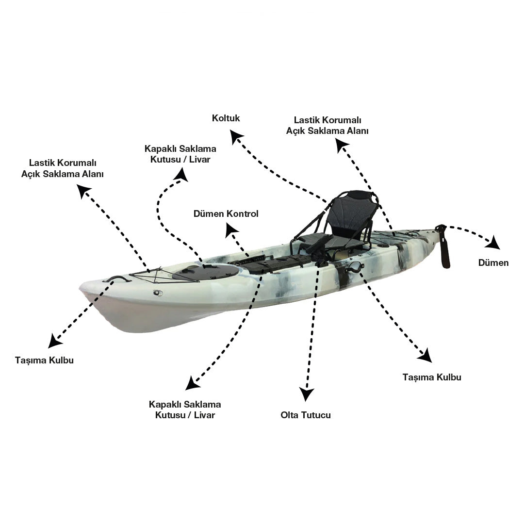 Fishman Balıkçı Kanosu Beyaz Gri Siyah