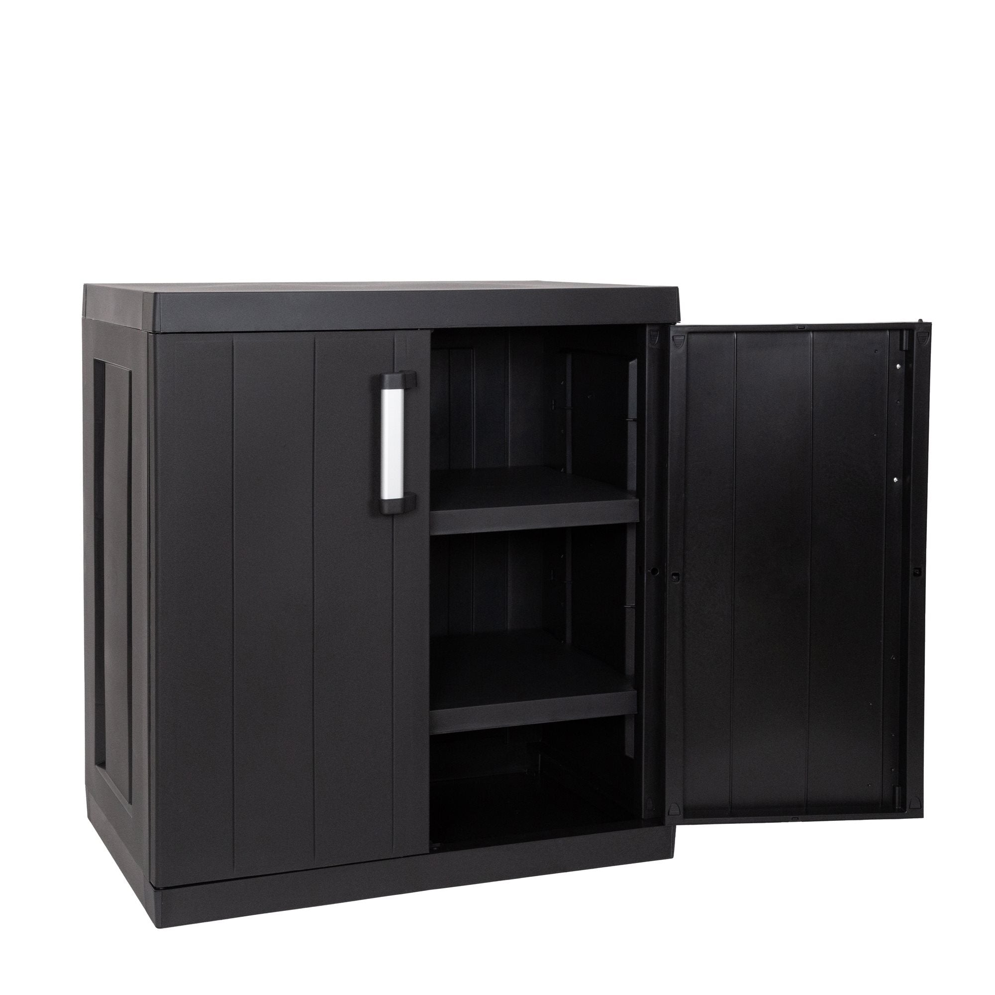 Garage Mega Kısa Tip Raflı Plastik Dolap Siyah