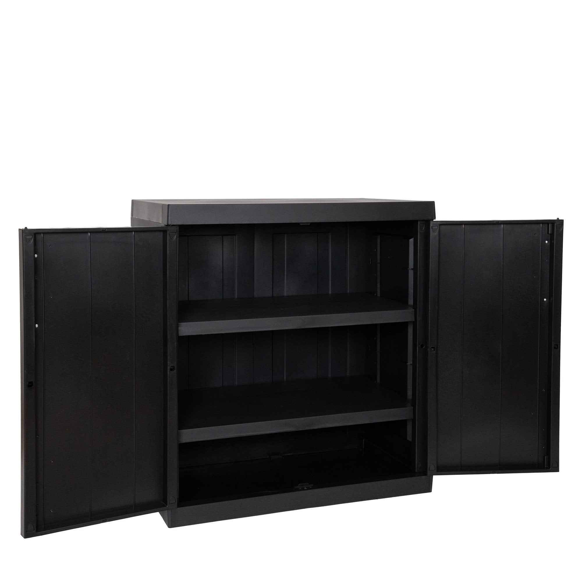 Garage Mega Kısa Tip Raflı Plastik Dolap Siyah