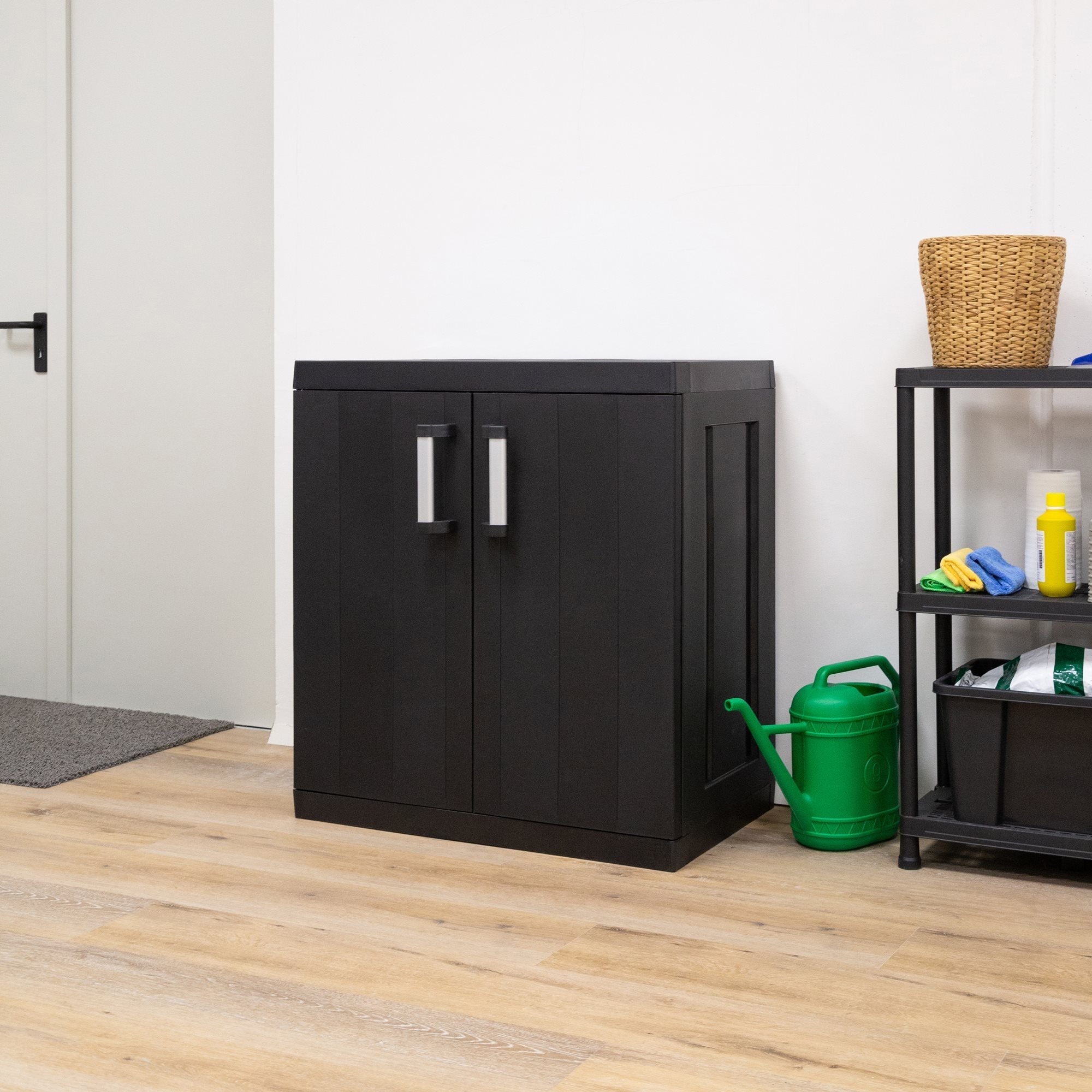 Garage Mega Kısa Tip Raflı Plastik Dolap Siyah