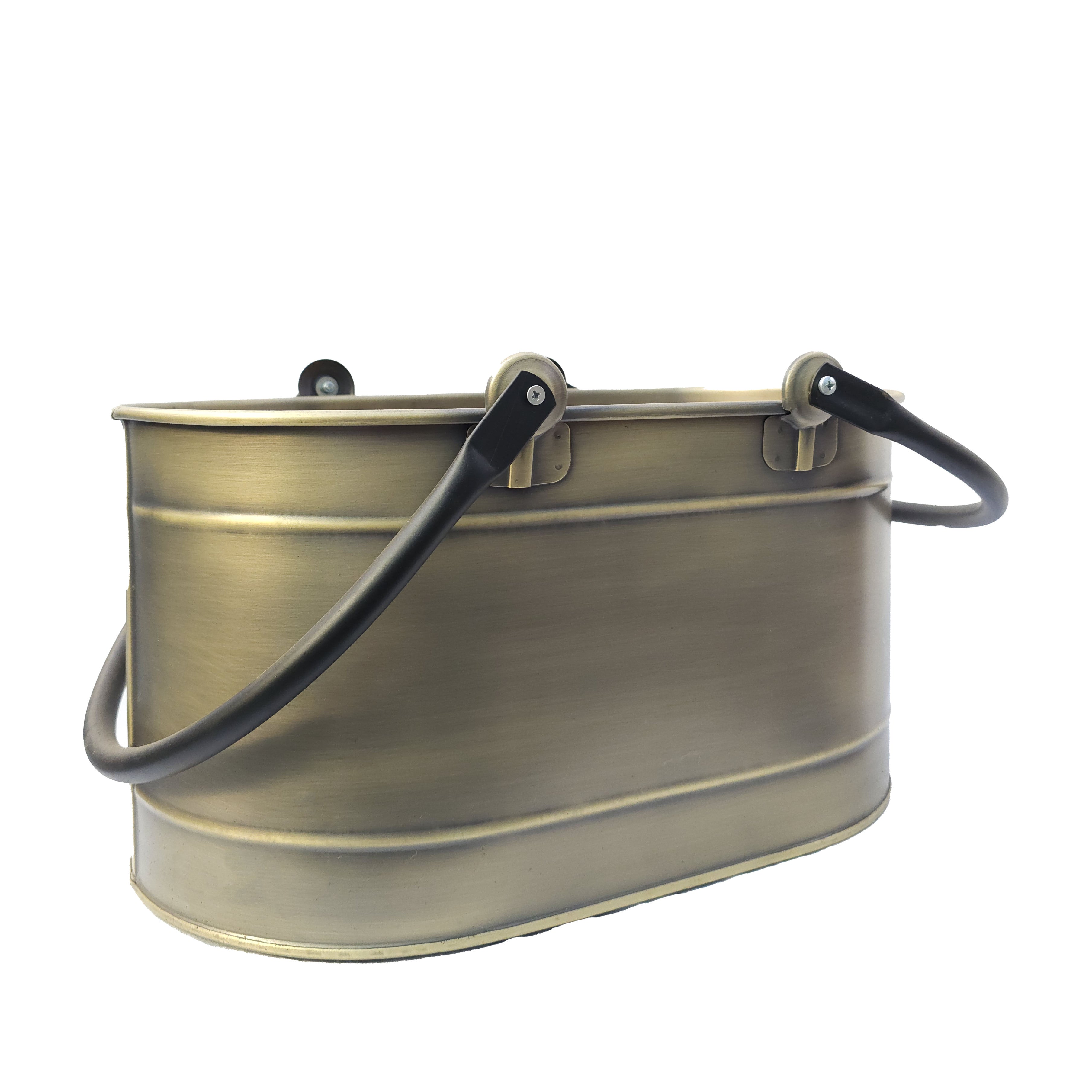 Gold Kaplama Çift Boru Kulplu Oval Odun Kovası