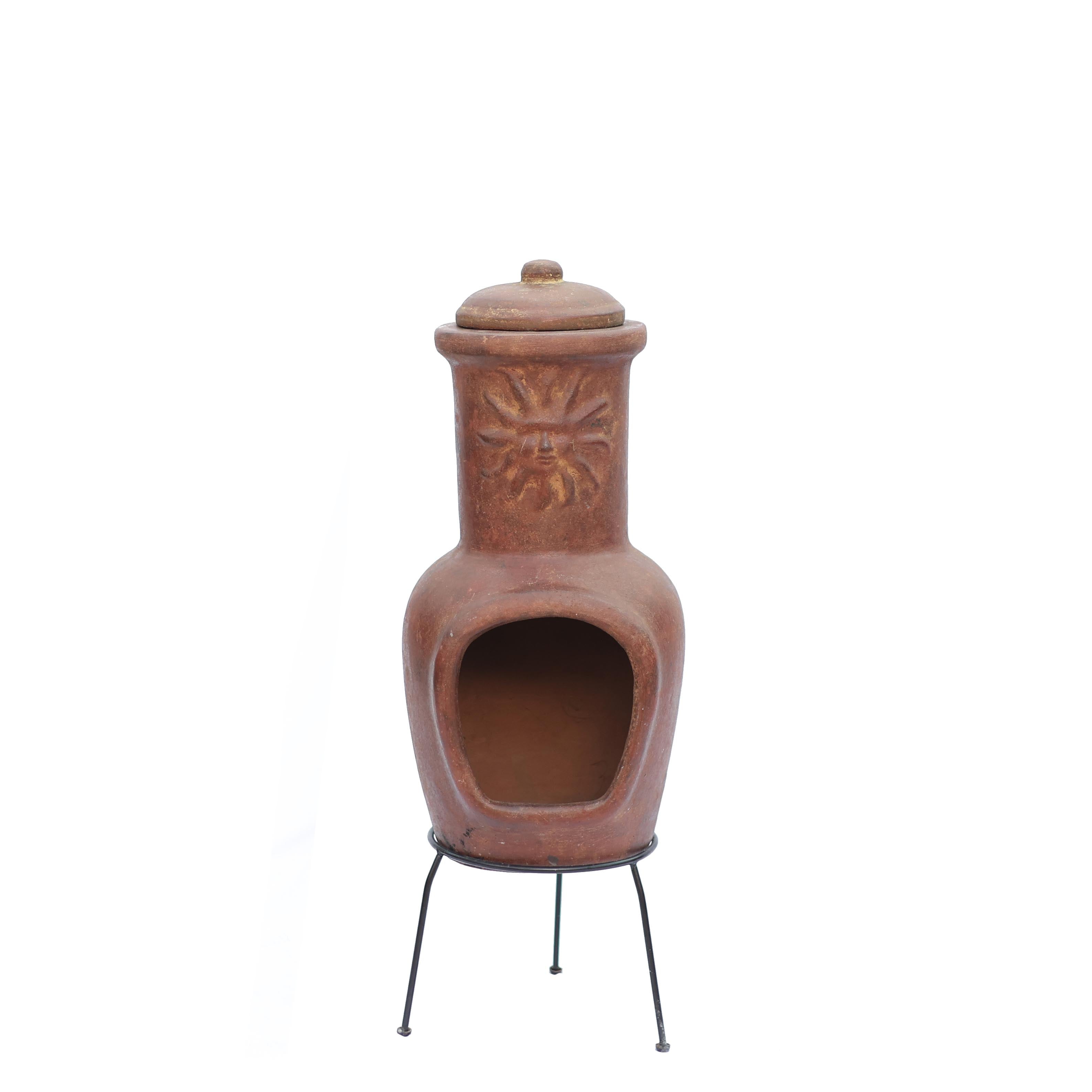 Güneş Motifli Küçük Chimenea Kırmızı
