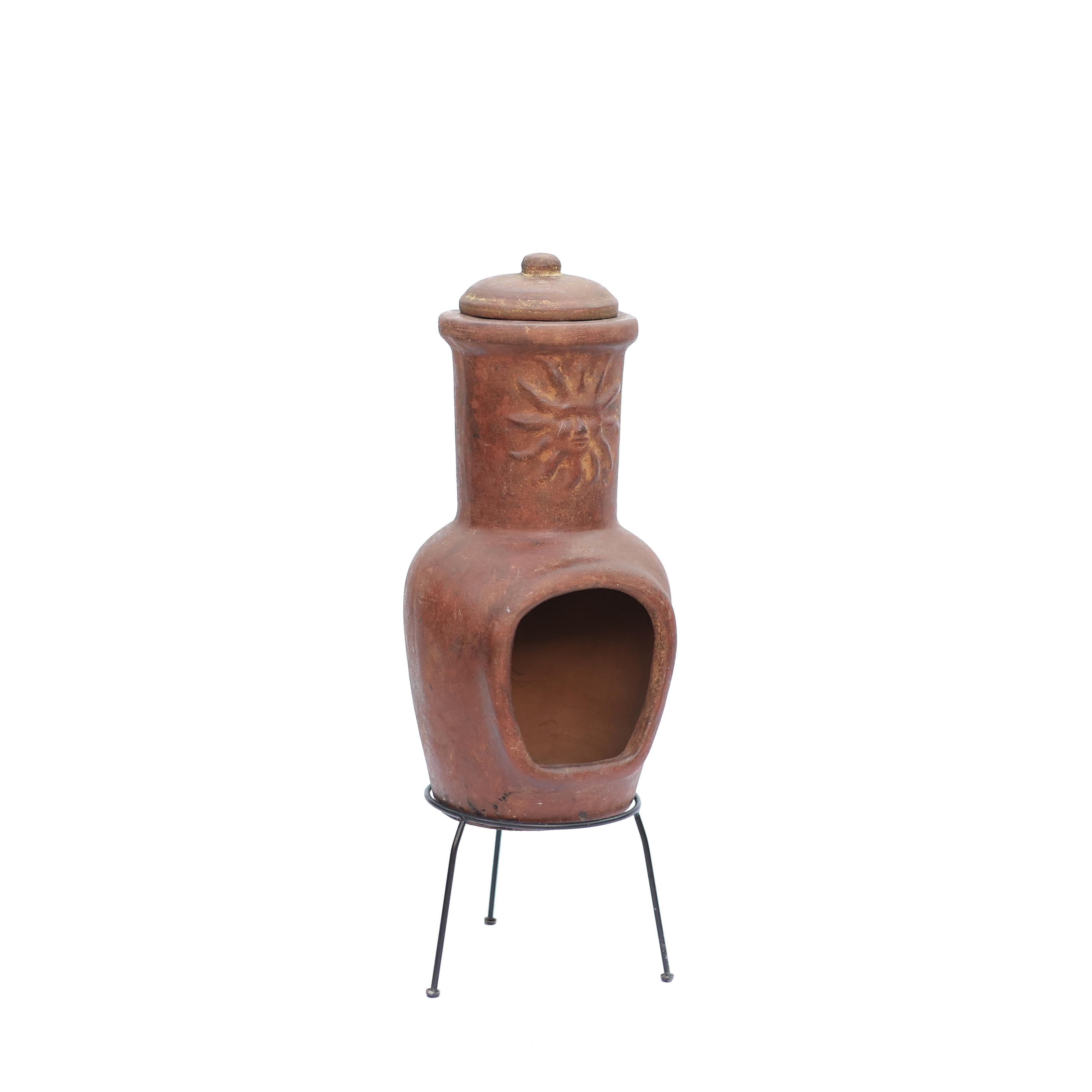 Güneş Motifli Küçük Chimenea Kırmızı