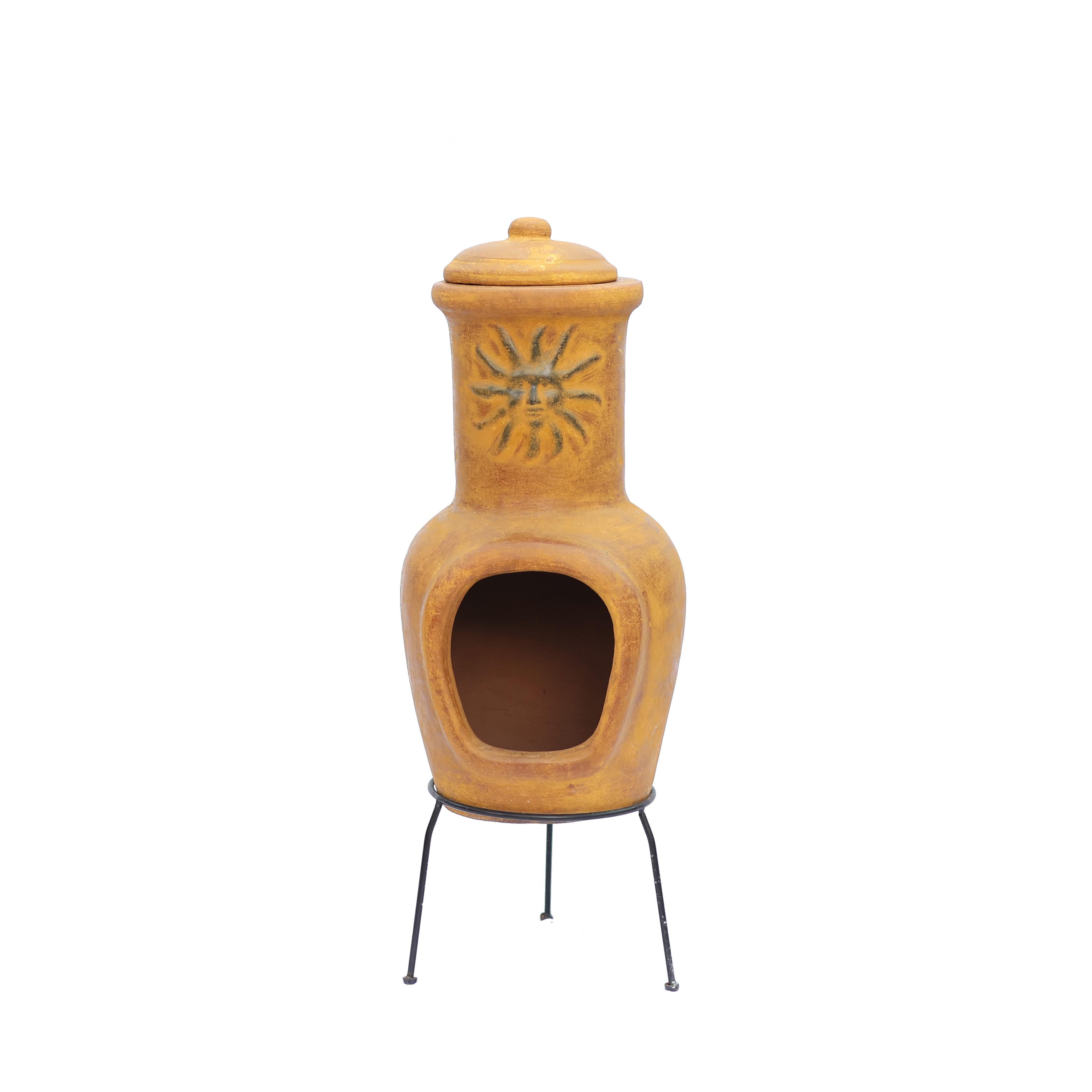 Güneş Motifli Küçük Chimenea Sarı