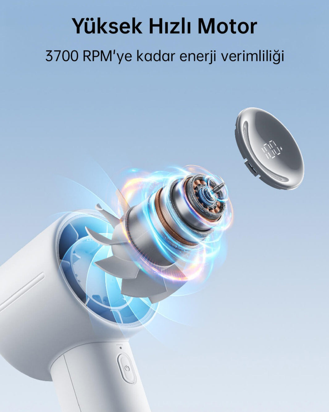 Handheld Fan Life10 S (5000mAh) Mavi El Fanı