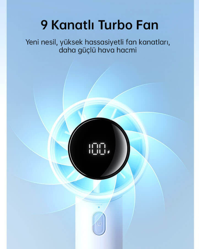 Handheld Fan Life10 S (5000mAh) Mavi El Fanı