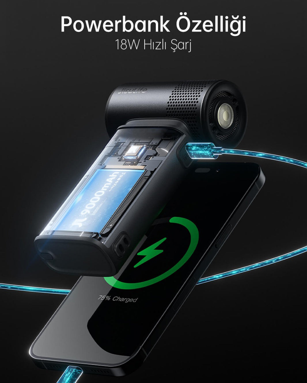 Handheld Fan Ultra 2(9000mAh) Gri El Fanı / Fener