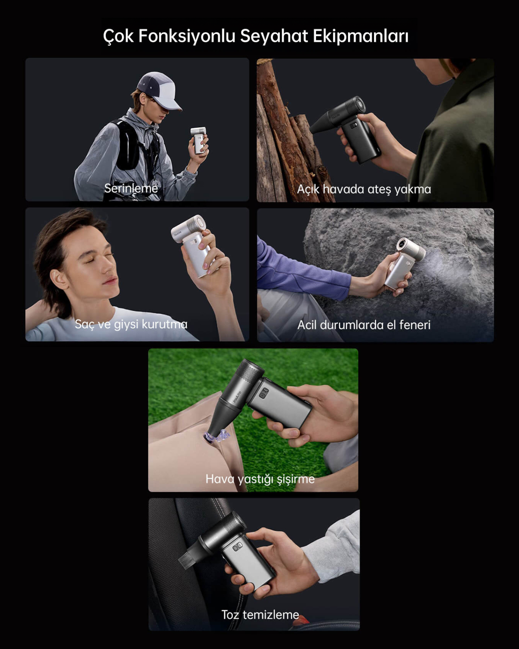 Handheld Fan Ultra 2(9000mAh) Gri El Fanı / Fener