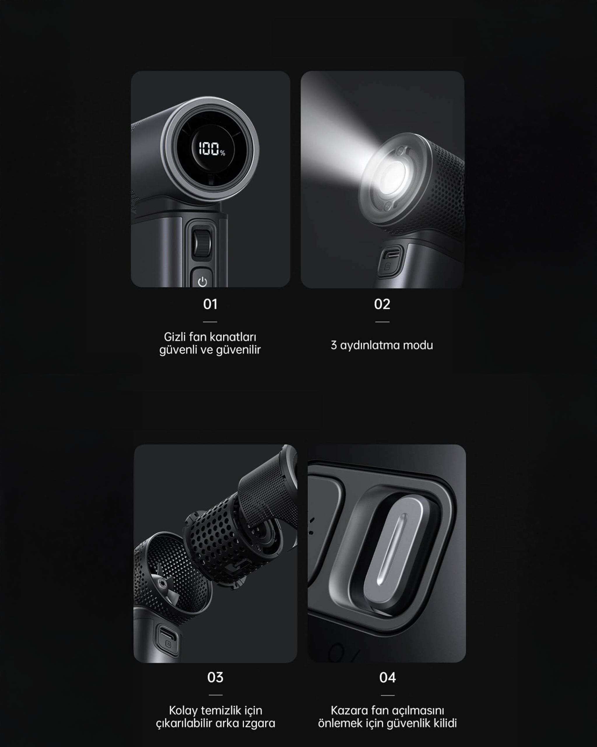 Handheld Fan Ultra 2(9000mAh) Kahverengi El Fanı / Fener