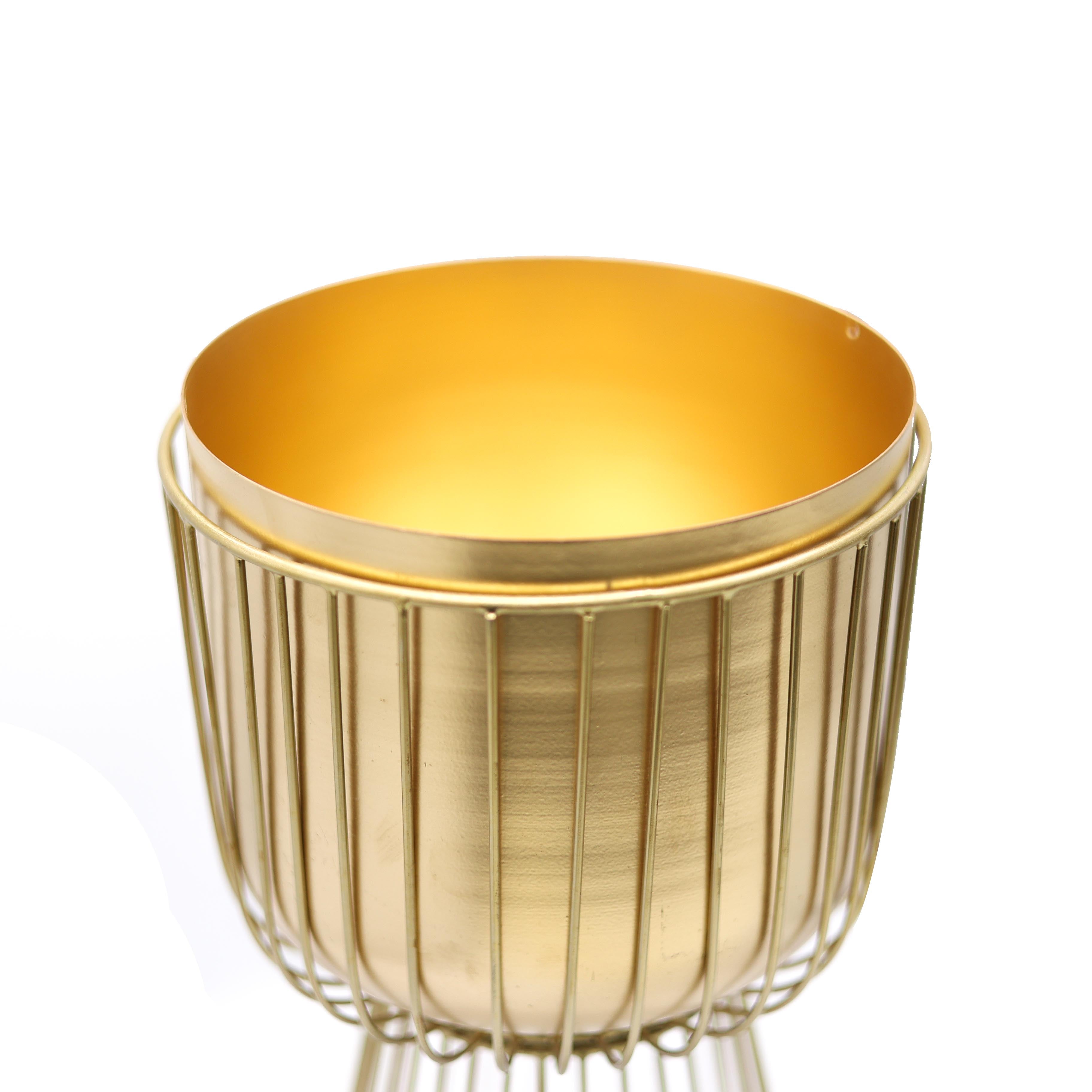 Invictus Gold Metal Ayaklı Saksı