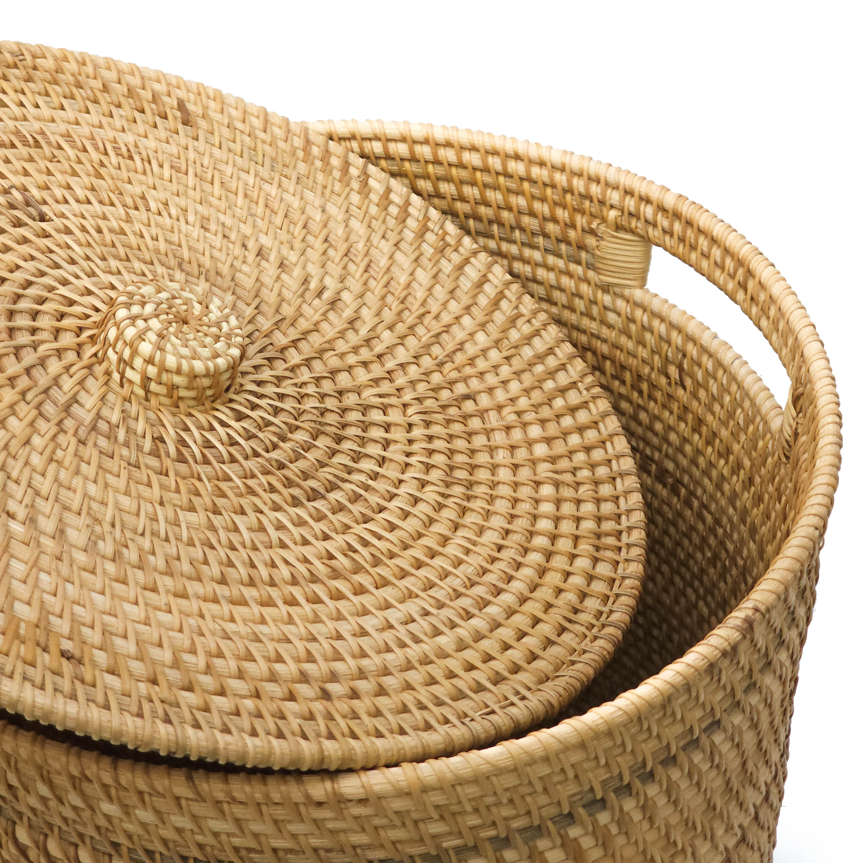 Kapaklı Rattan Sepet Kahverengi