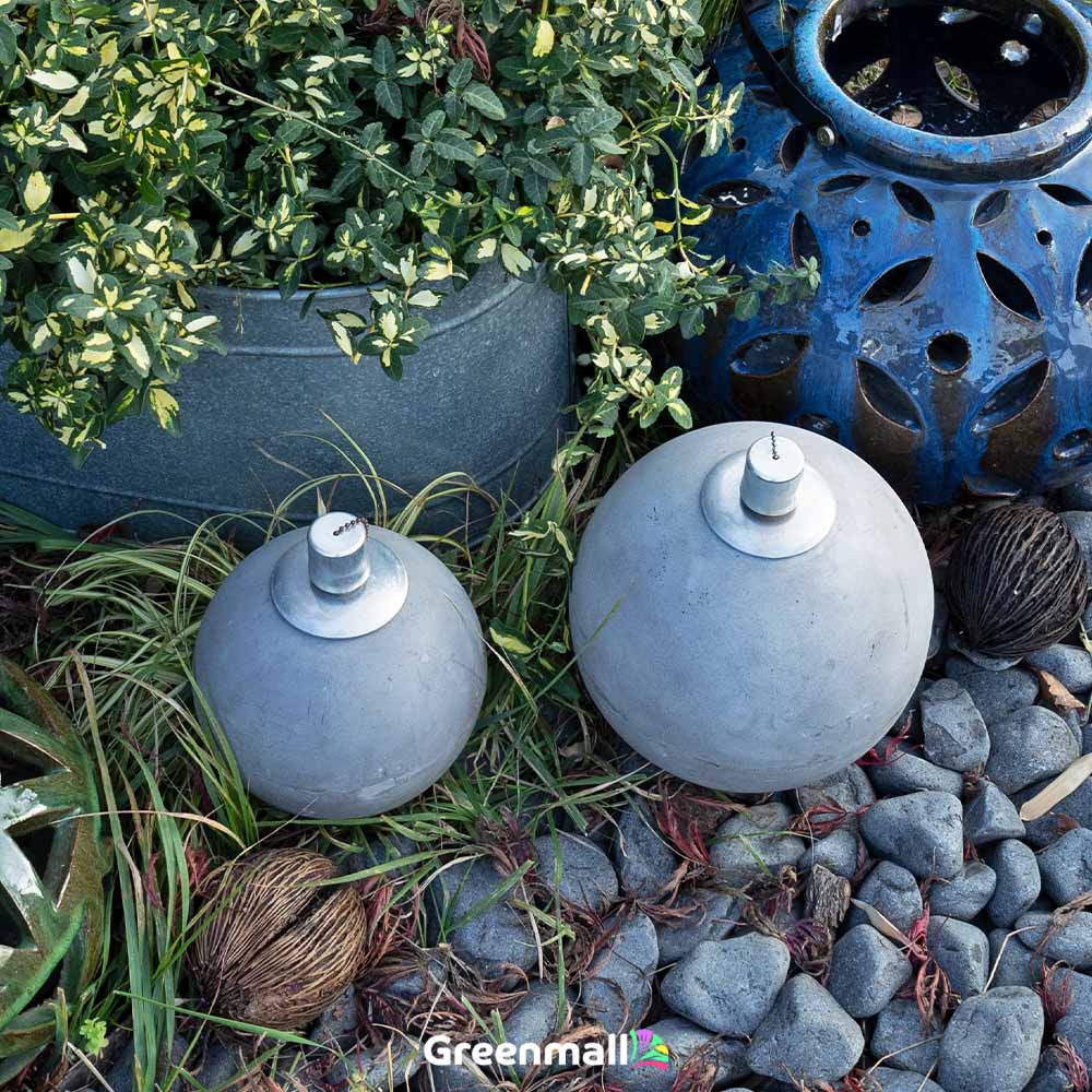 Küçük Beton Yuvarlak Mumluk Gri