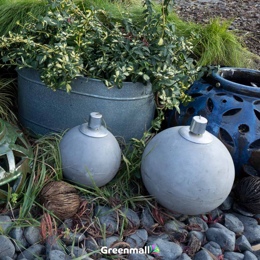 Küçük Beton Yuvarlak Mumluk Gri