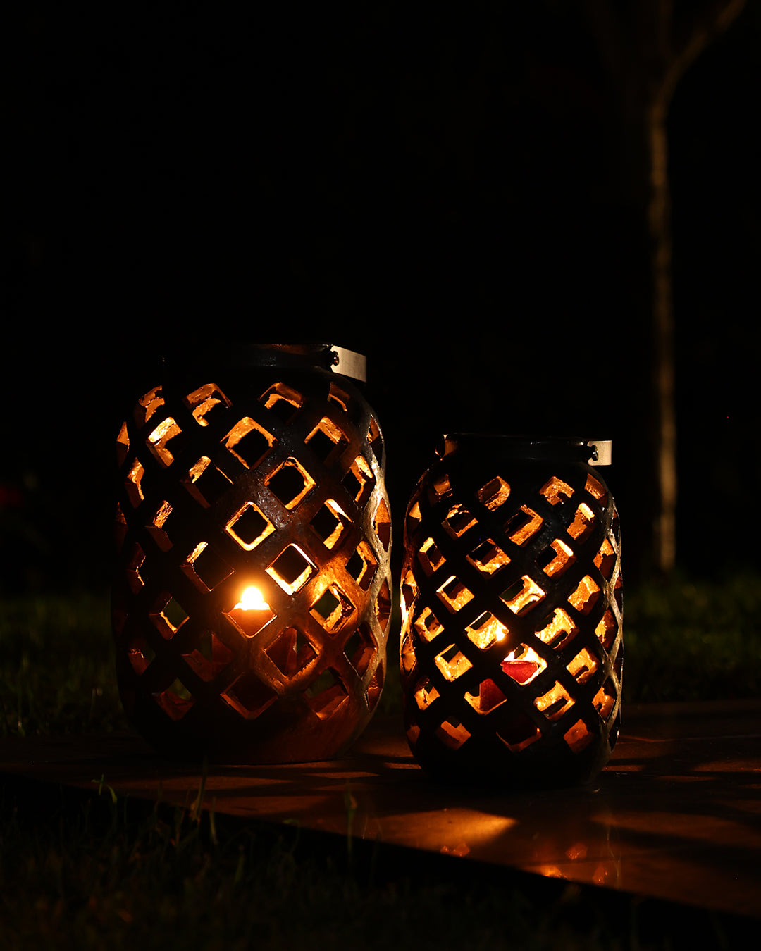 Lantern Bronz Büyük Boy Mumluk Bronz