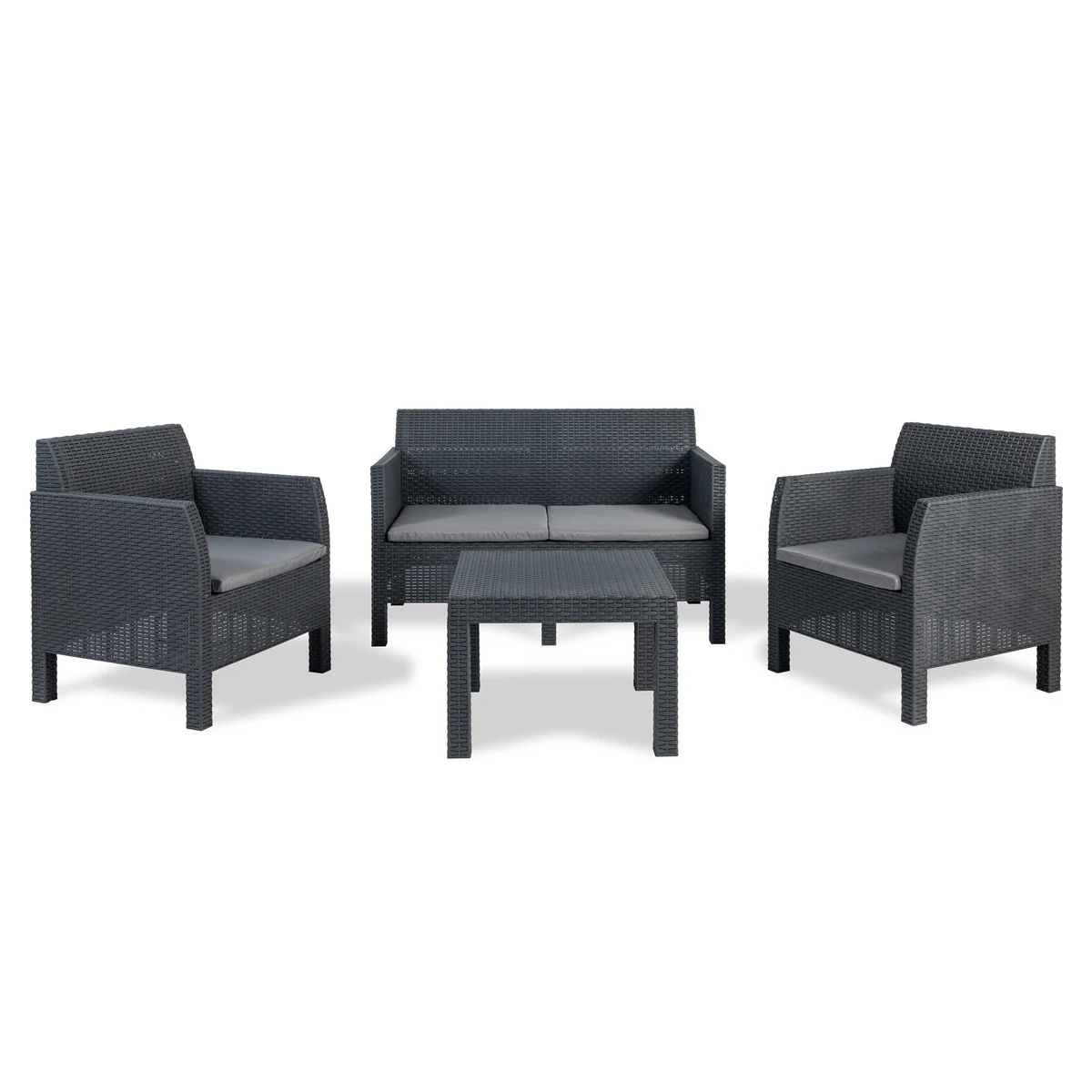 Matilde 4 Kişilik Rattan Oturma Grubu Antrasit