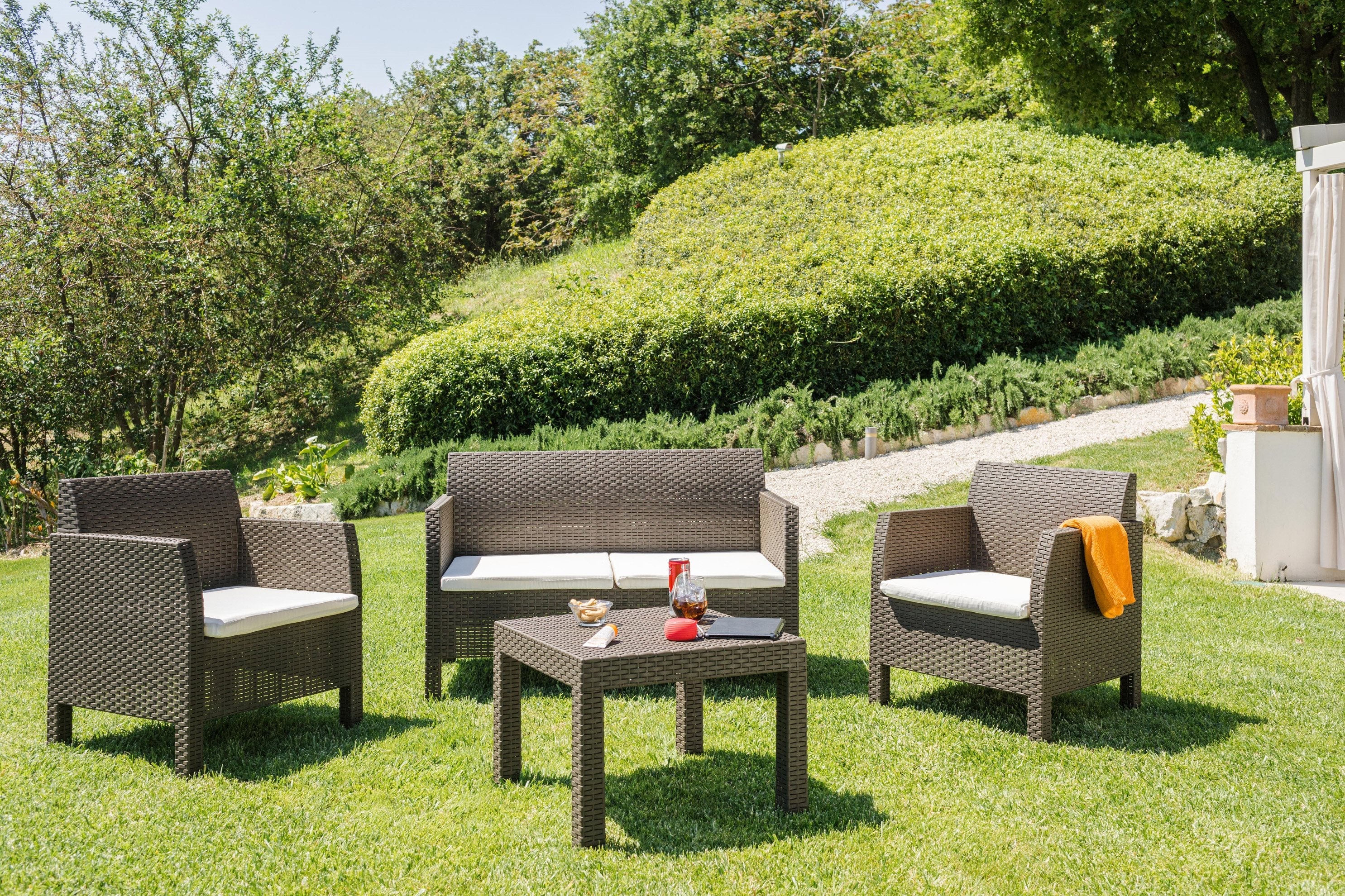 Matilde 4 Kişilik Rattan Oturma Grubu Kahverengi