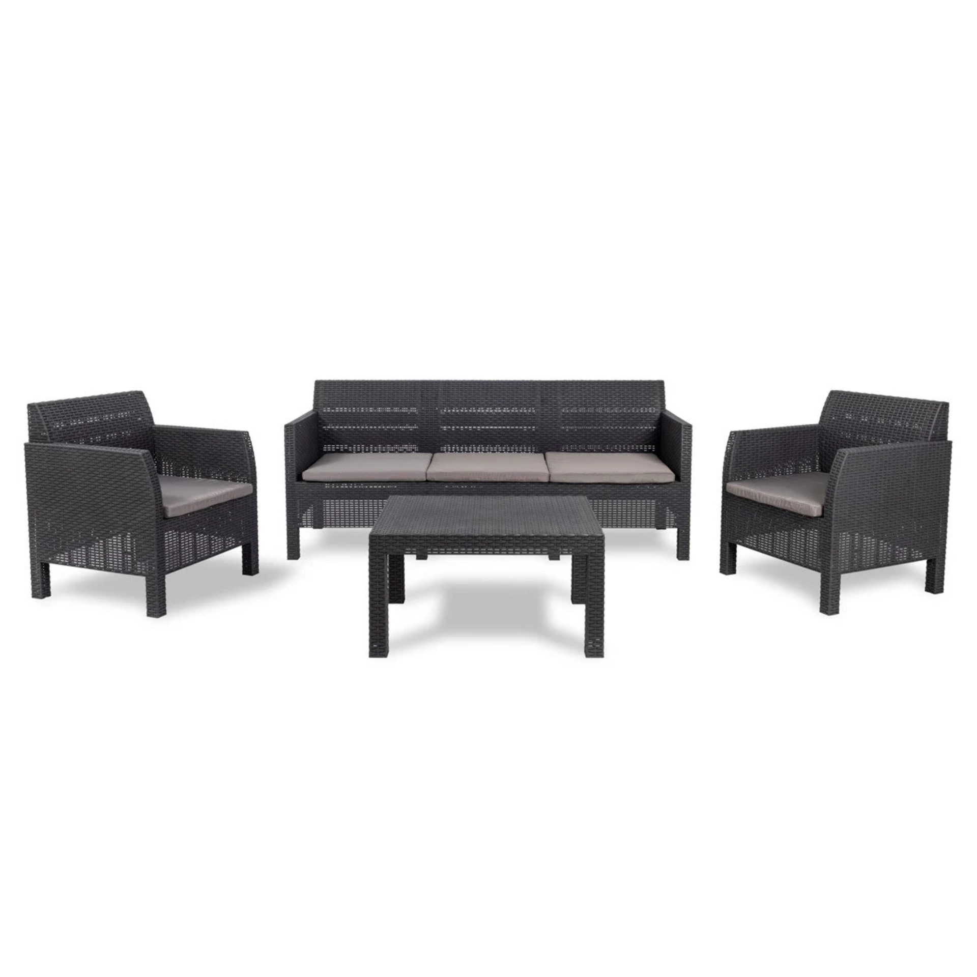 Matilde 5 Kişilik Rattan Siyah Oturma Grubu