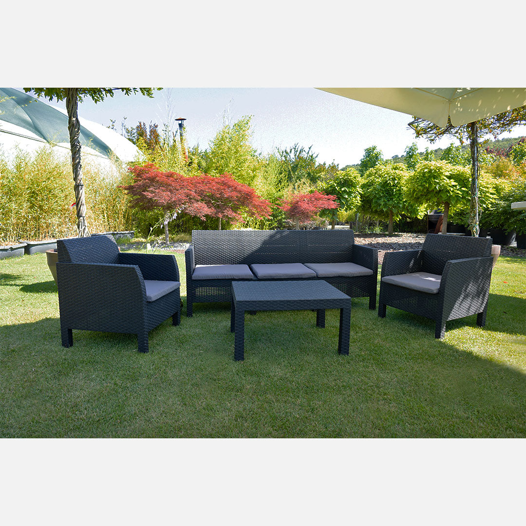 Matilde 5 Kişilik Rattan Siyah Oturma Grubu