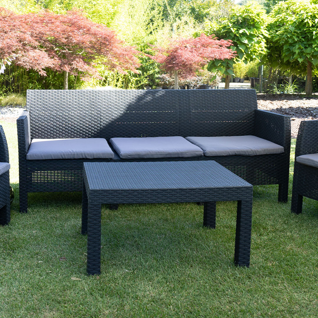 Matilde 5 Kişilik Rattan Siyah Oturma Grubu