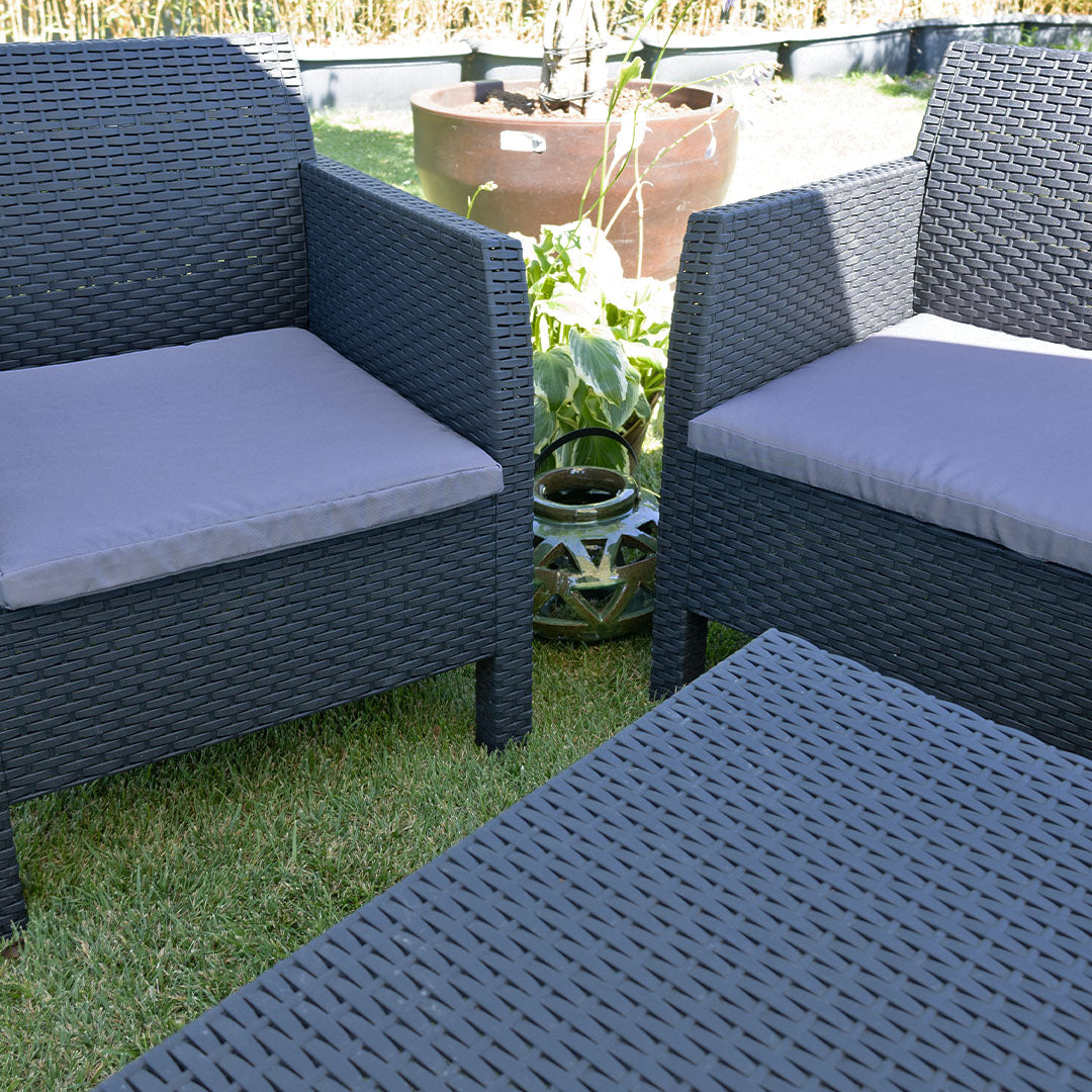 Matilde 5 Kişilik Rattan Siyah Oturma Grubu