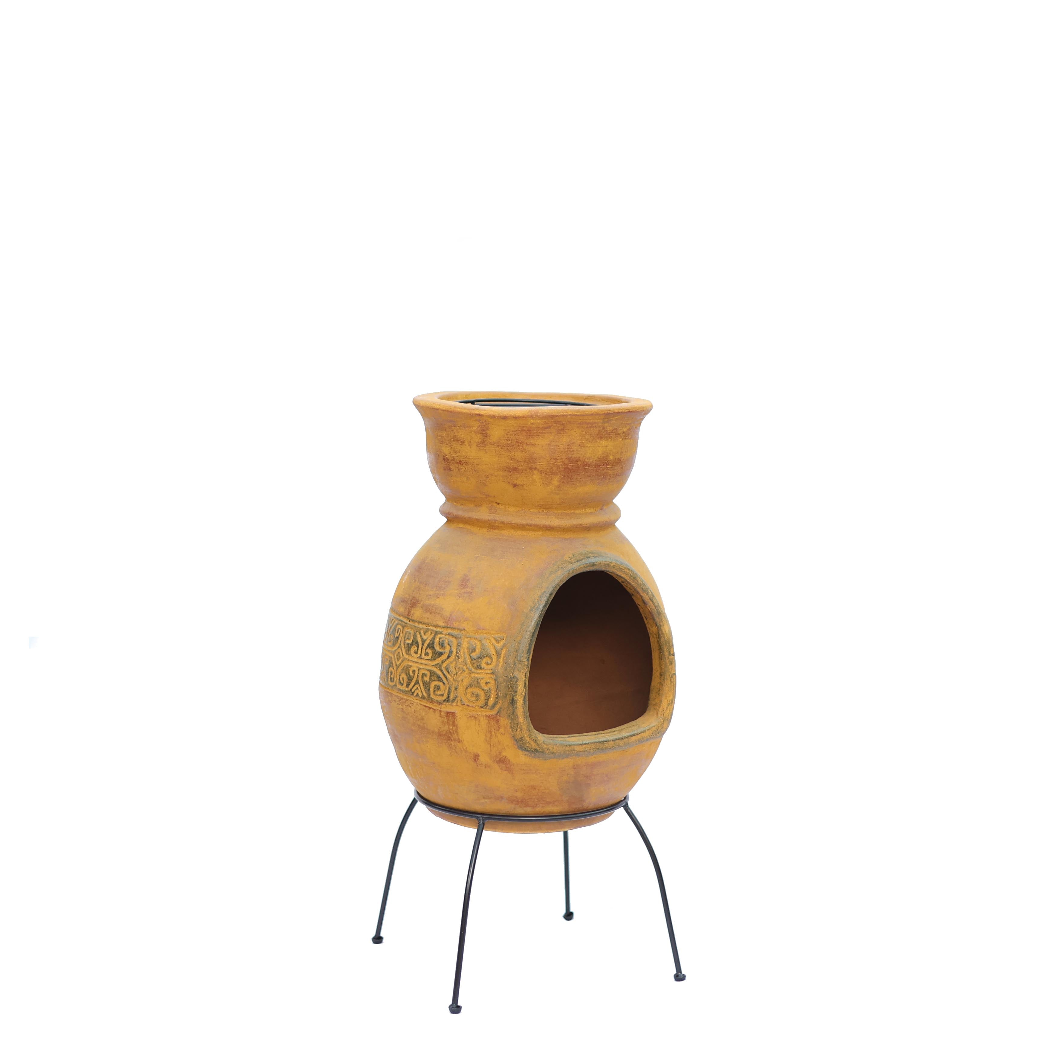 Maya Meksika Taş BBQ Chimenea ve Çantası (Sarı) 8880YL