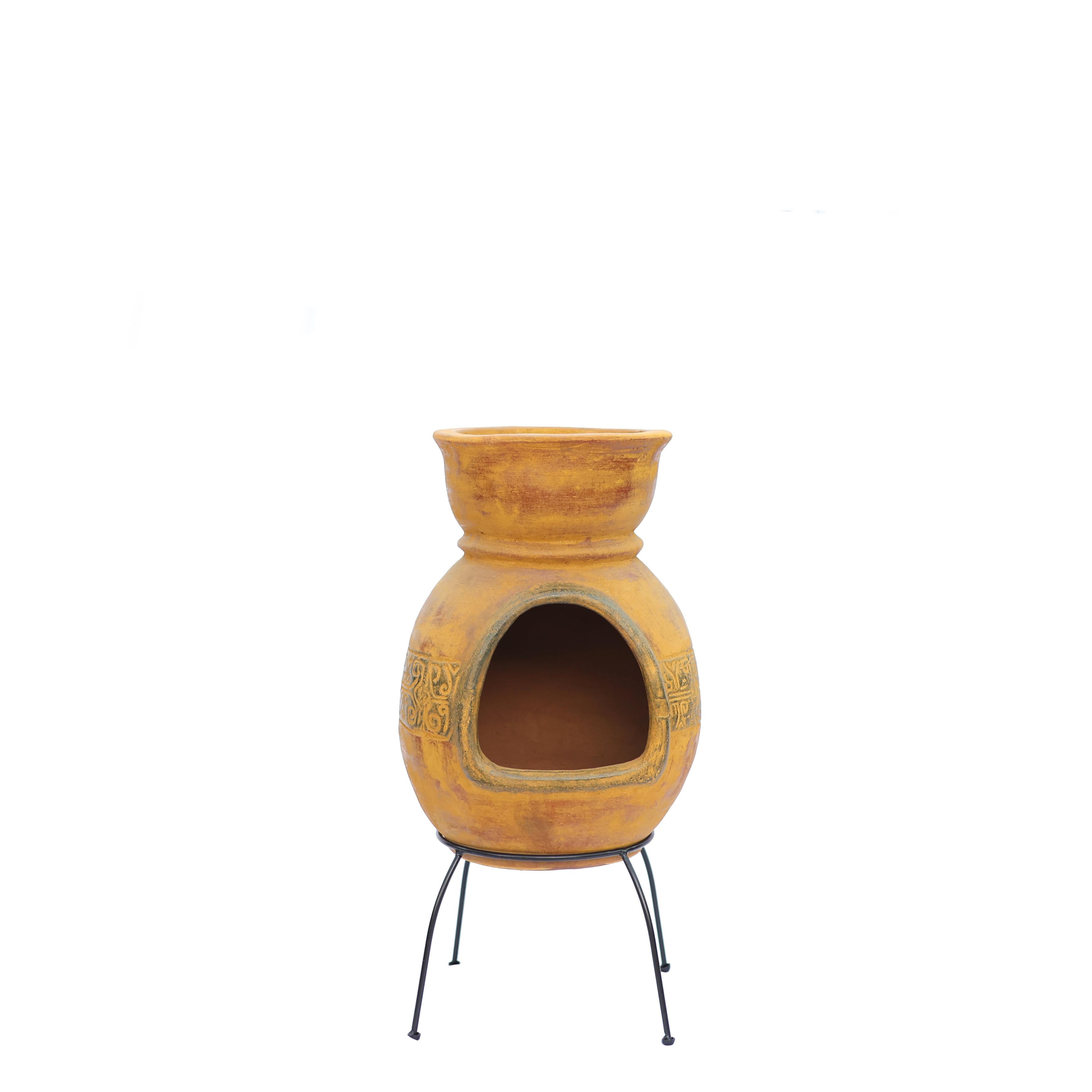 Maya Meksika Taş BBQ Chimenea ve Çantası (Sarı) 8880YL