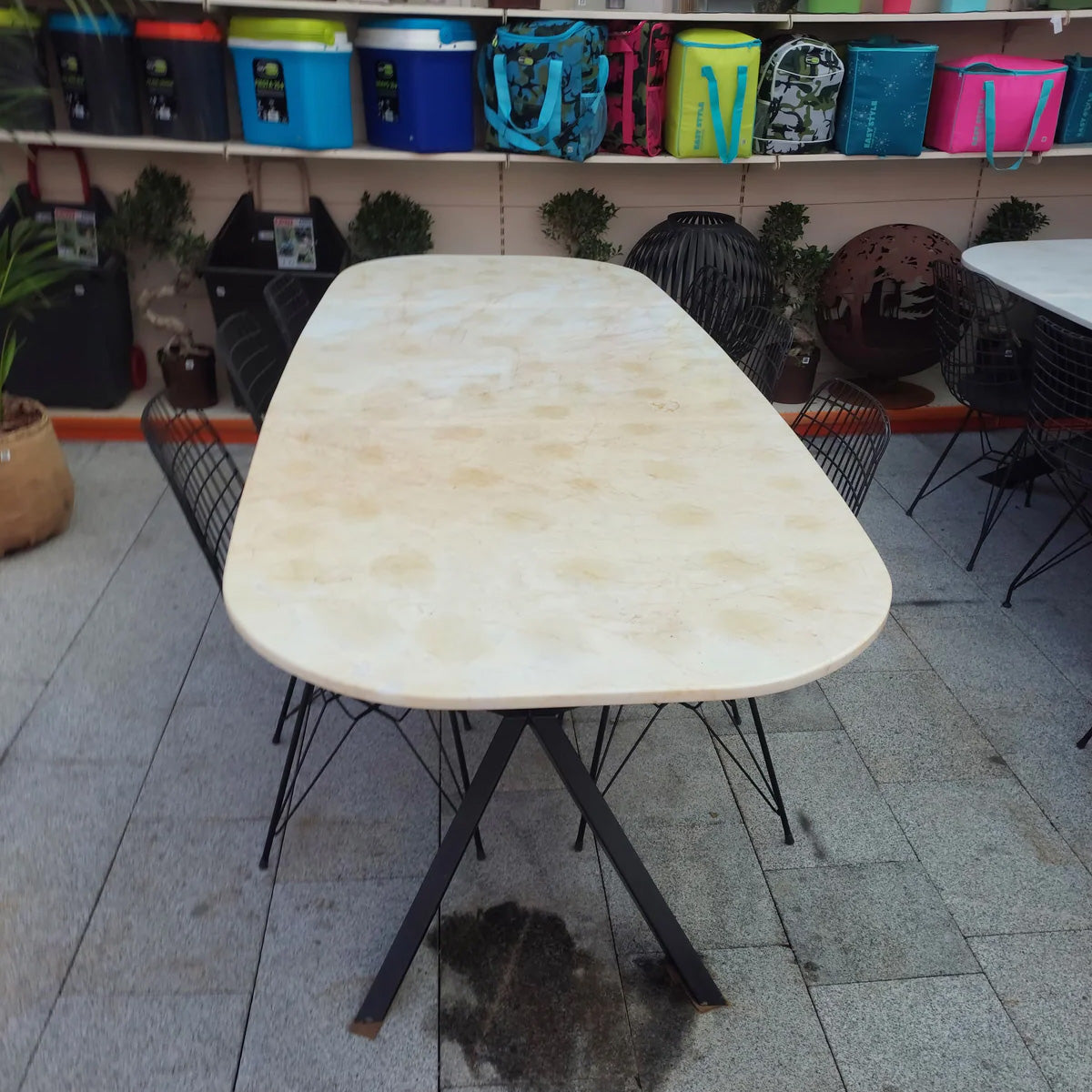 Moroccan White Mermer Masa Oval