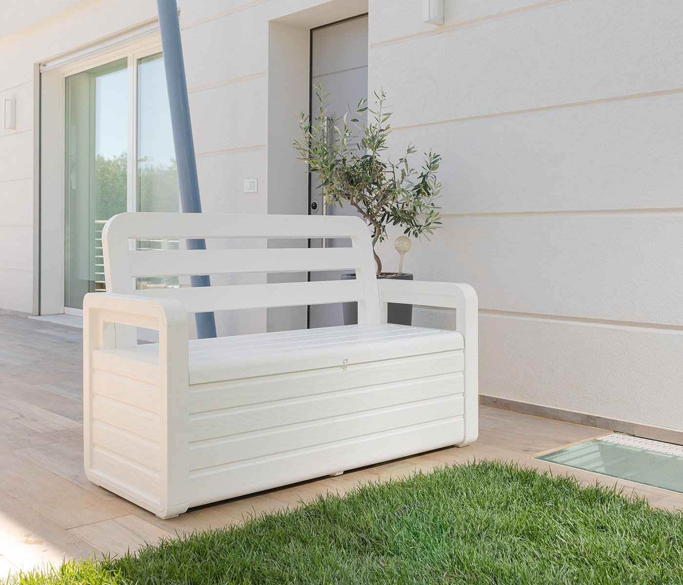 Panchina Forever Spring Beyaz Sandıklı Bahçe Bankı