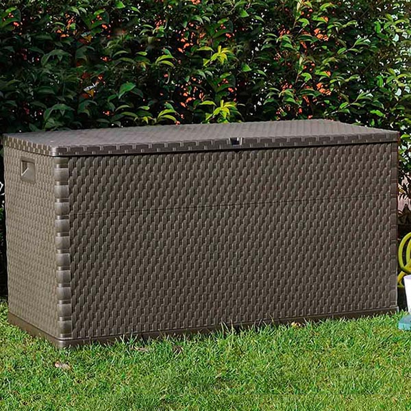 Rattan Bahçe Depolama Dolabı / Sandığı Kahverengi