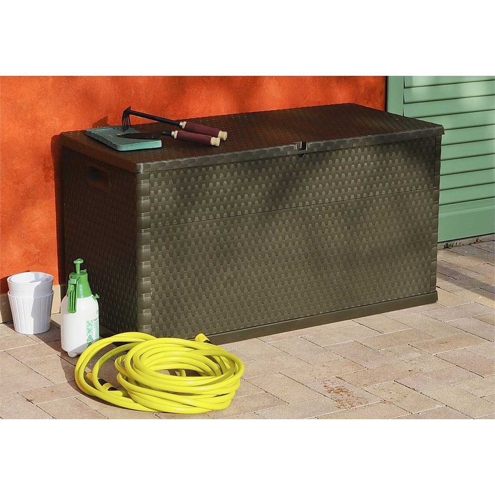 Rattan Bahçe Depolama Dolabı / Sandığı Kahverengi