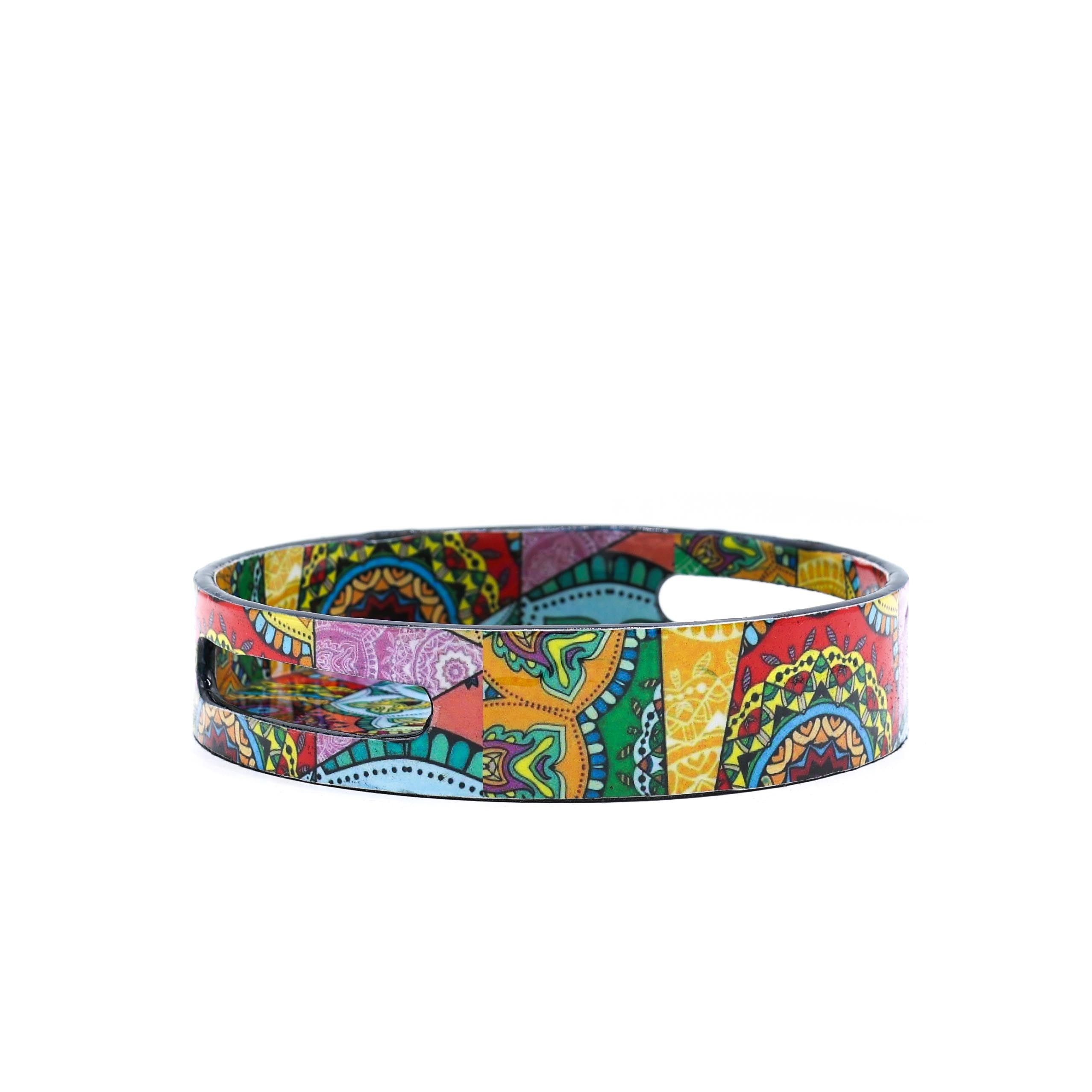 Renkli Yuvarlak Ahşap Tepsi Orta Boy