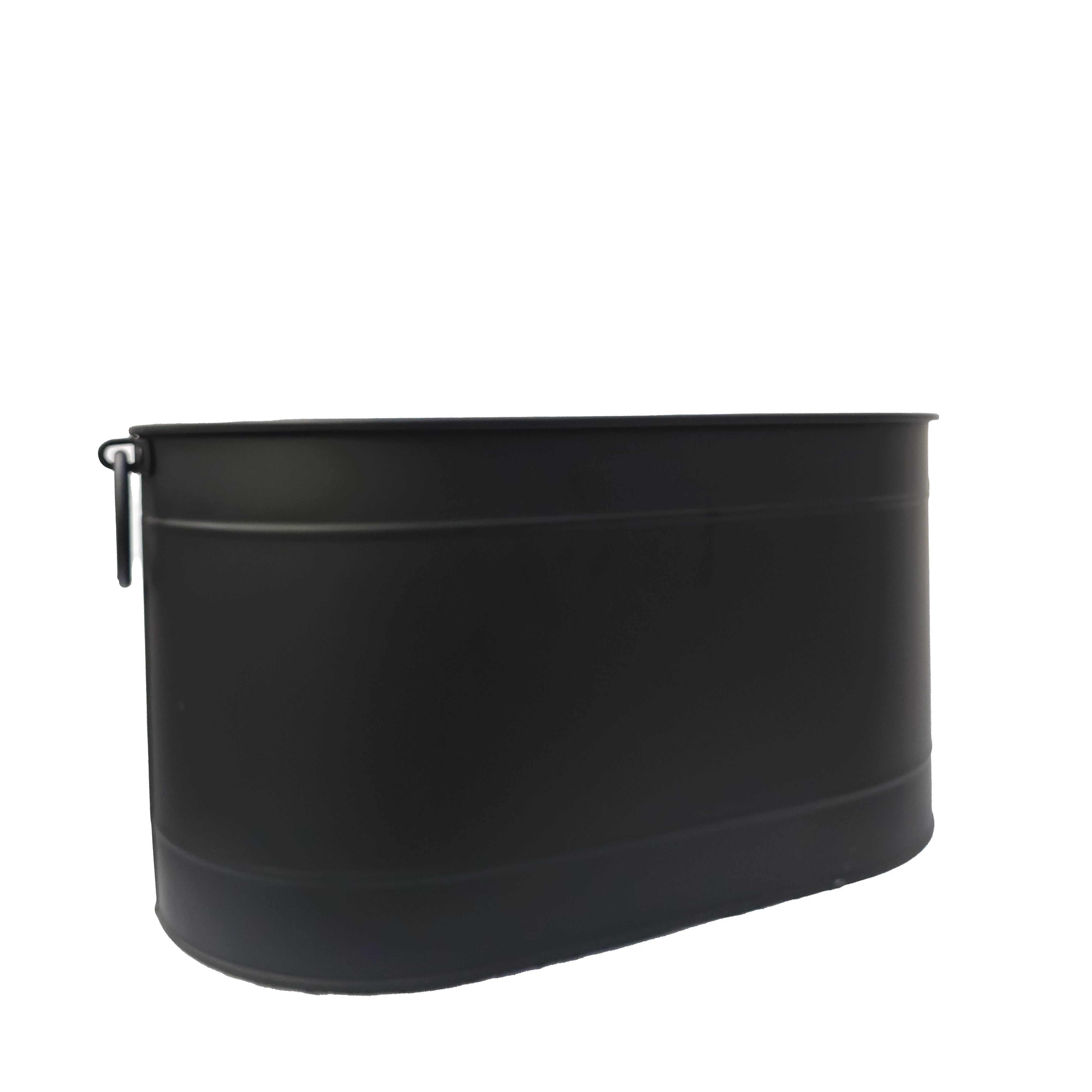 Sallanır Kulplu Oval Odun Kovası Siyah