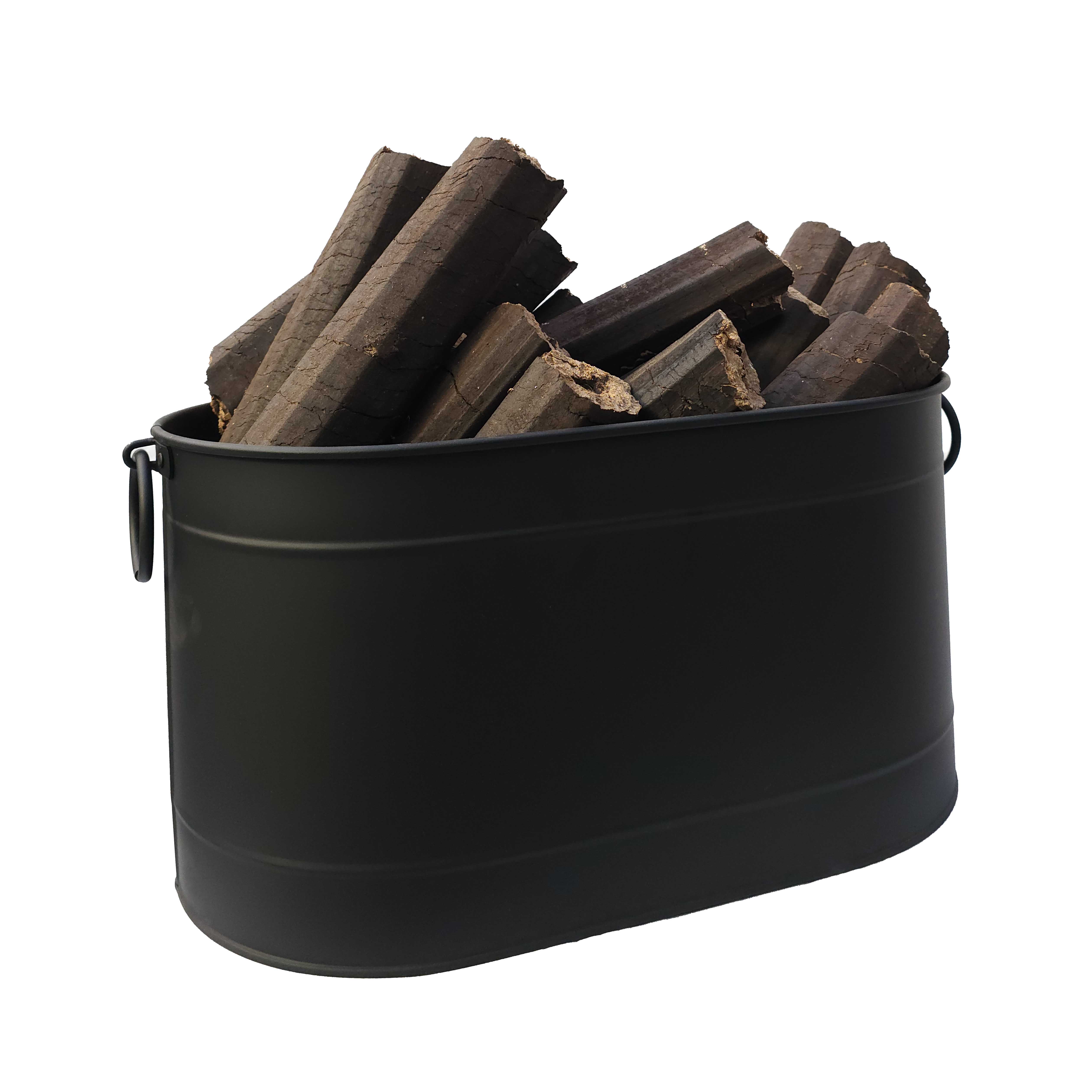 Sallanır Kulplu Oval Odun Kovası Siyah
