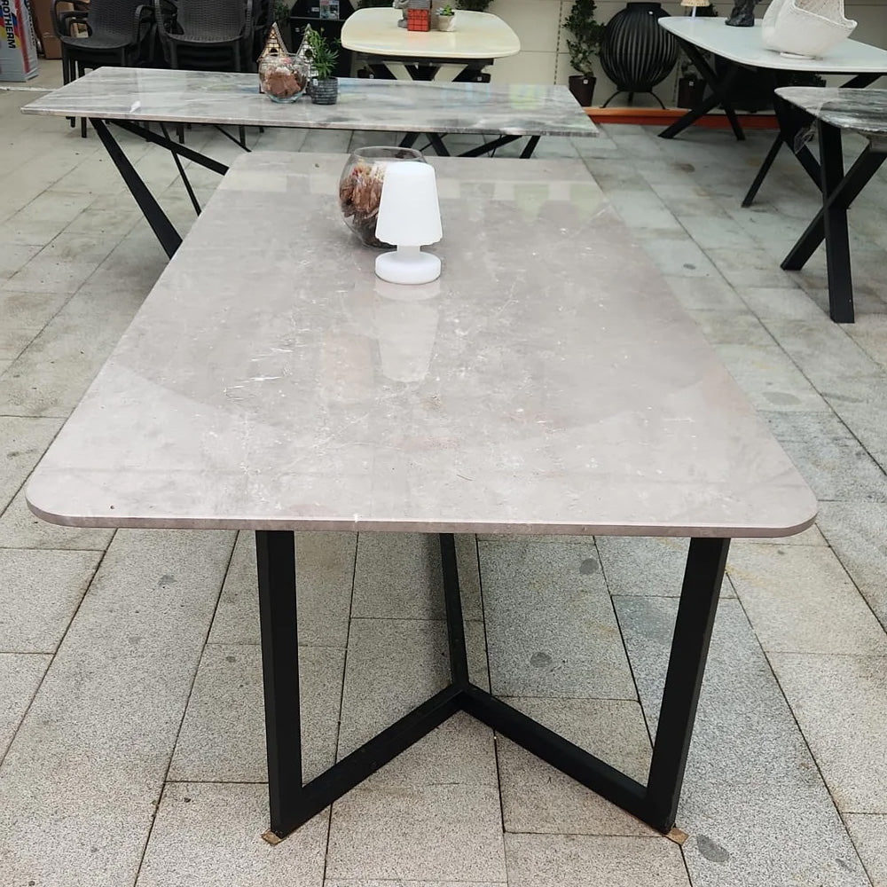 Silver Belinda Mermer Masa Oval