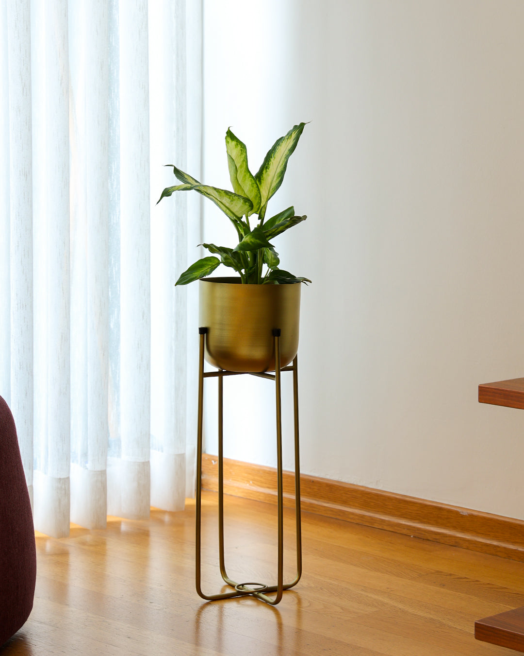 Superbia Ayaklı Metal Saksı Orta Boy Sarı