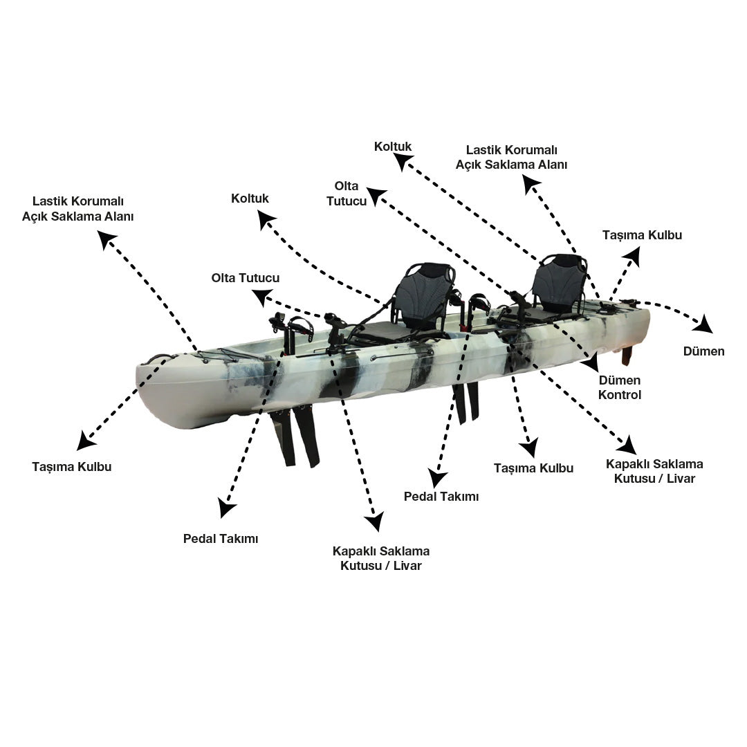 Tango Balıkçı Kanosu Beyaz Gri Siyah